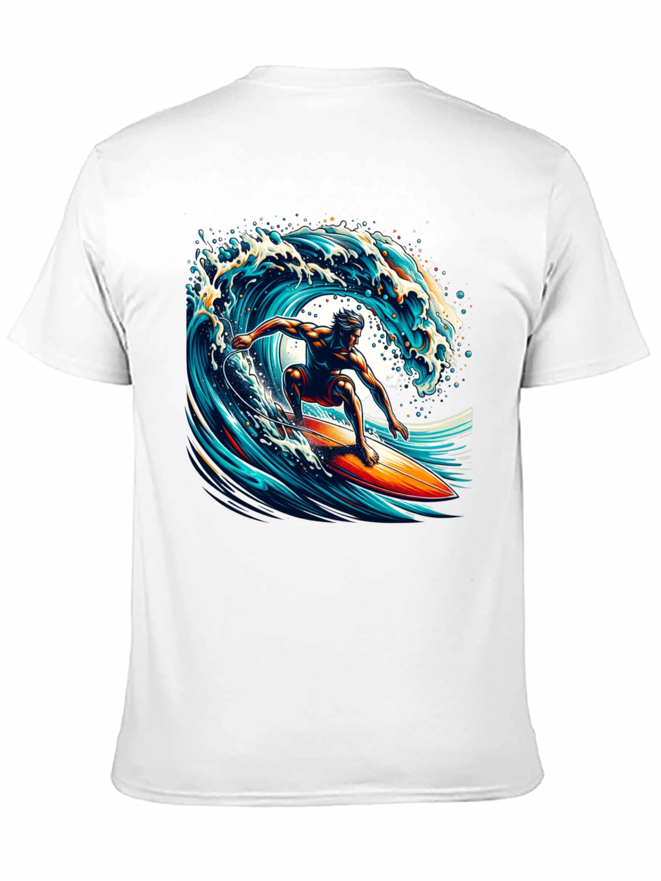 Surfer Wave Graphic T-Shirt - Black Cotton Tee