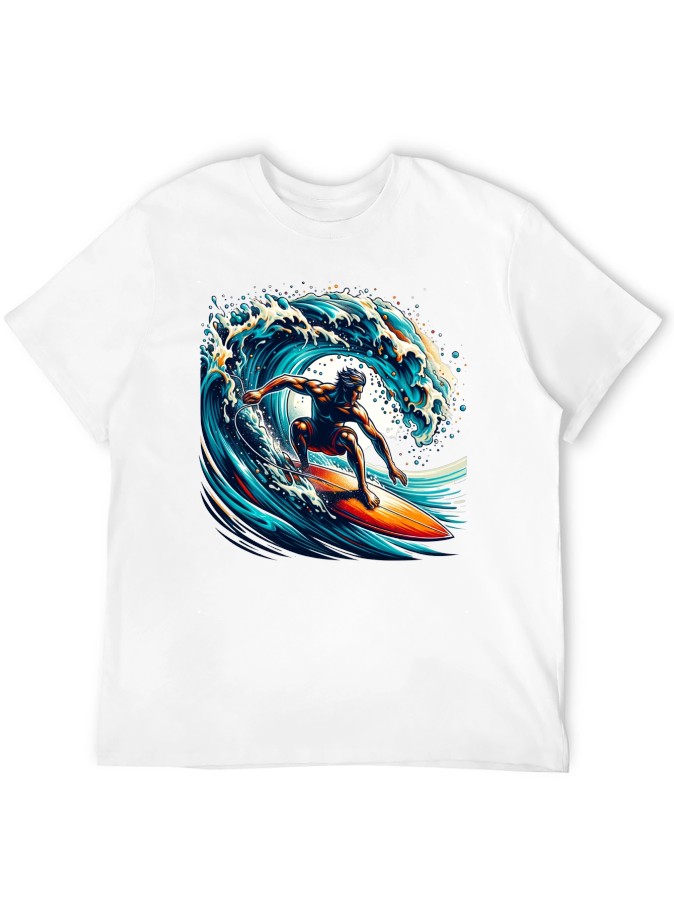 Surfer Wave Graphic T-Shirt - Black Cotton Tee