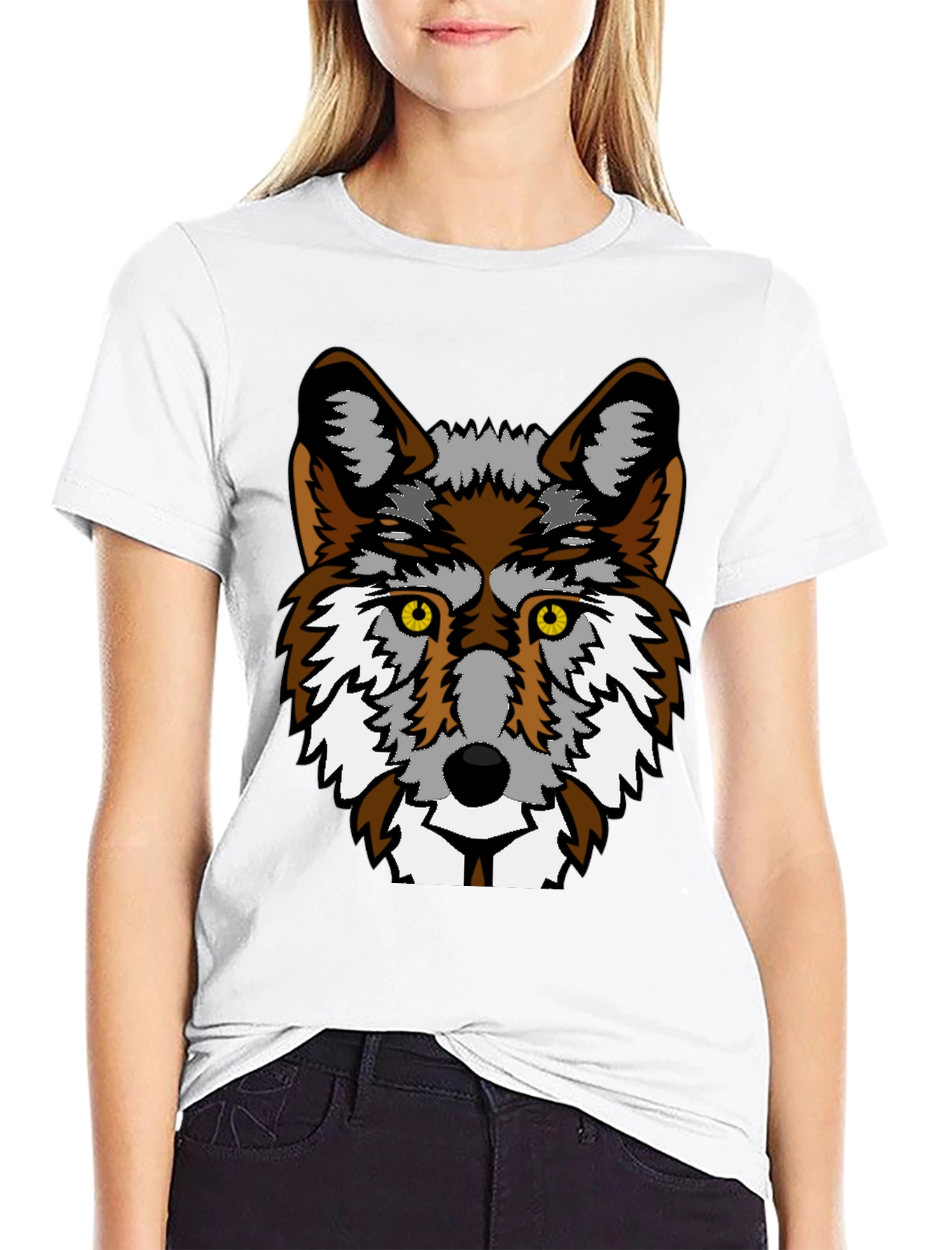 Wolf Graphic Print Black T-Shirt