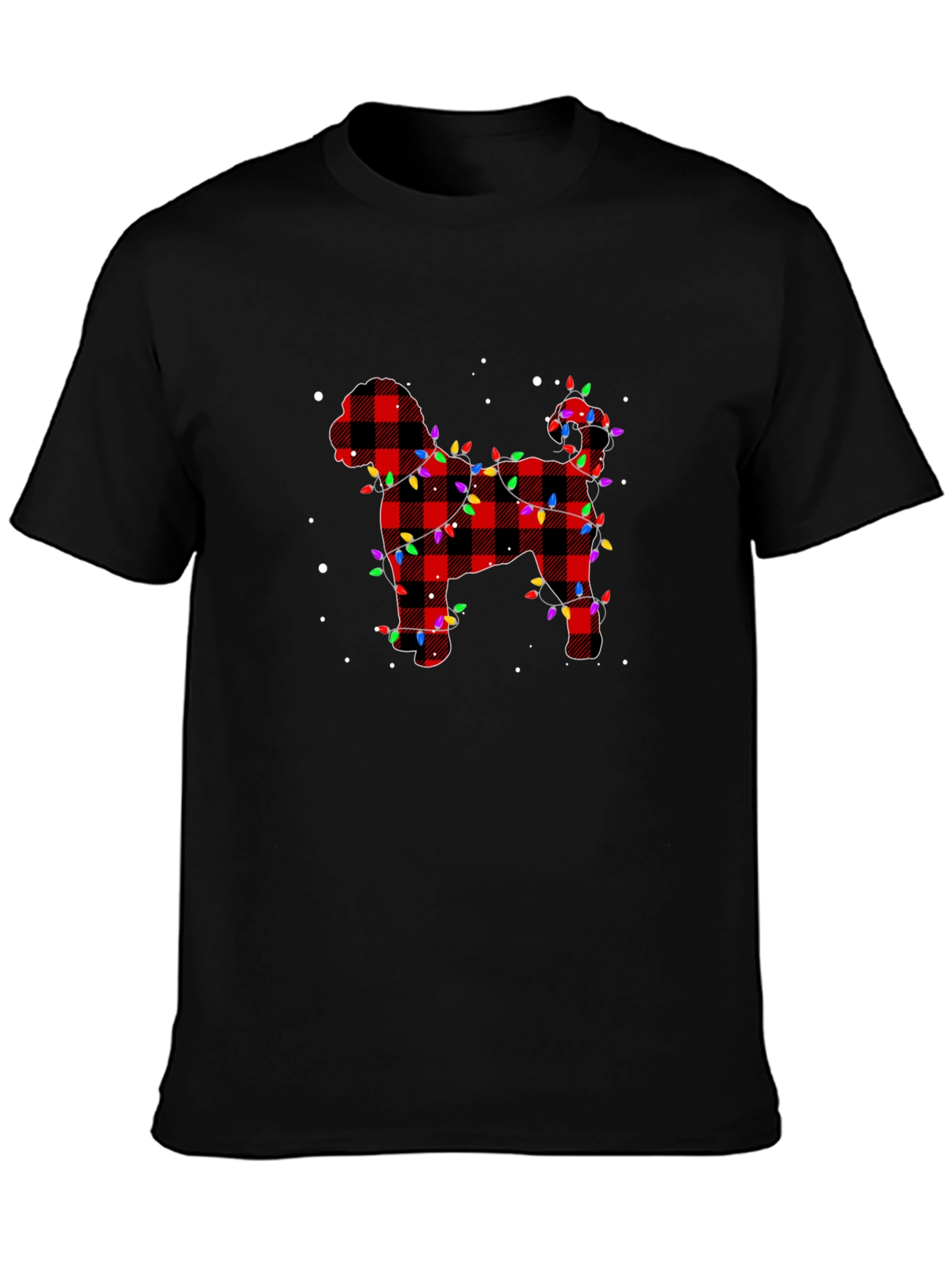 Plaid Dog Christmas Lights Mens T-Shirt