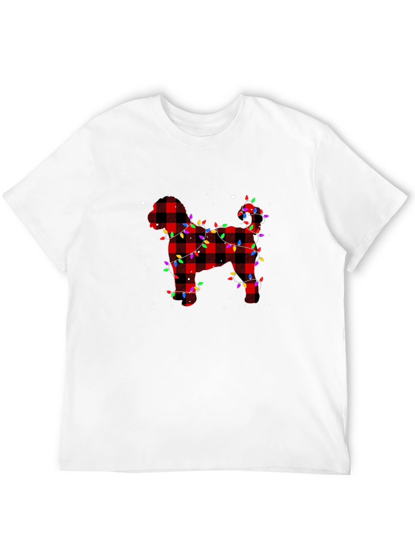 Plaid Dog Christmas Lights Mens T-Shirt