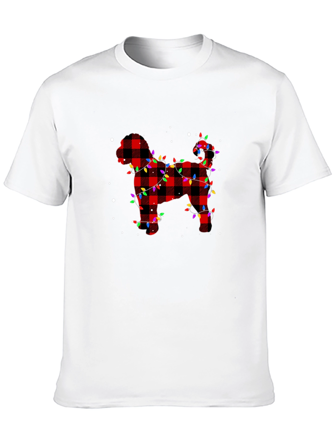 Plaid Dog Christmas Lights Mens T-Shirt