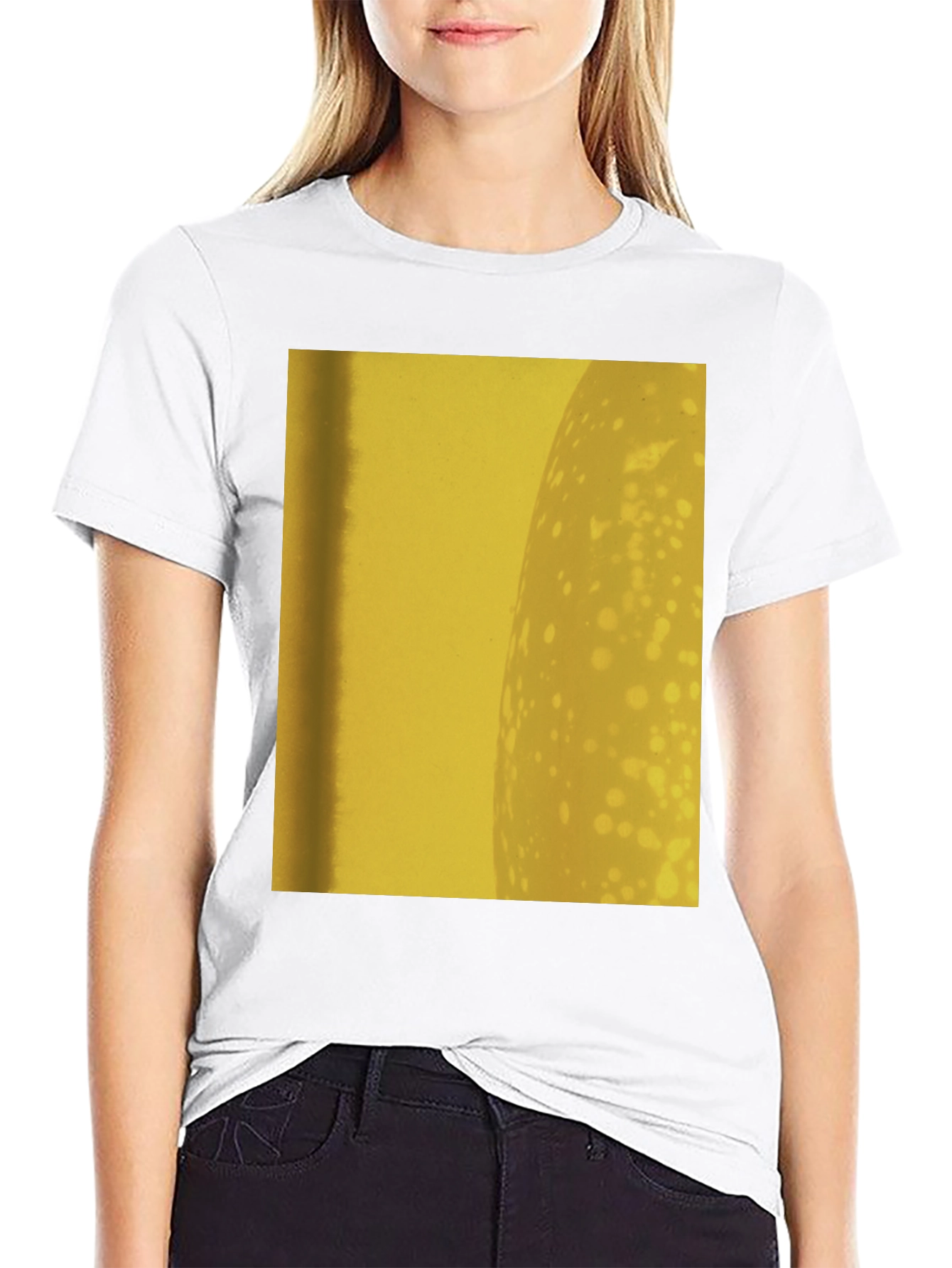 Abstract Yellow Graphic Print Black T-Shirt