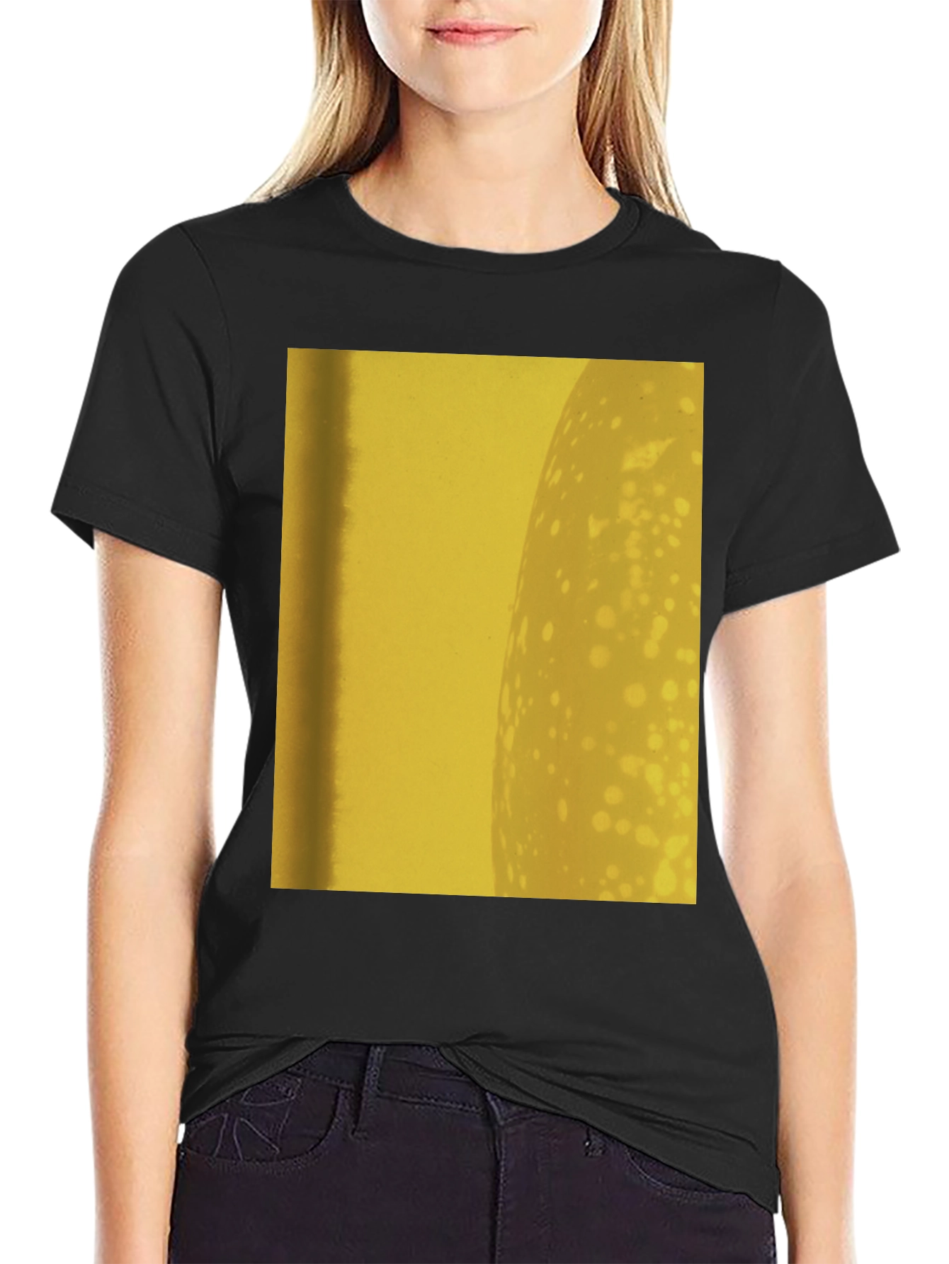 Abstract Yellow Graphic Print Black T-Shirt