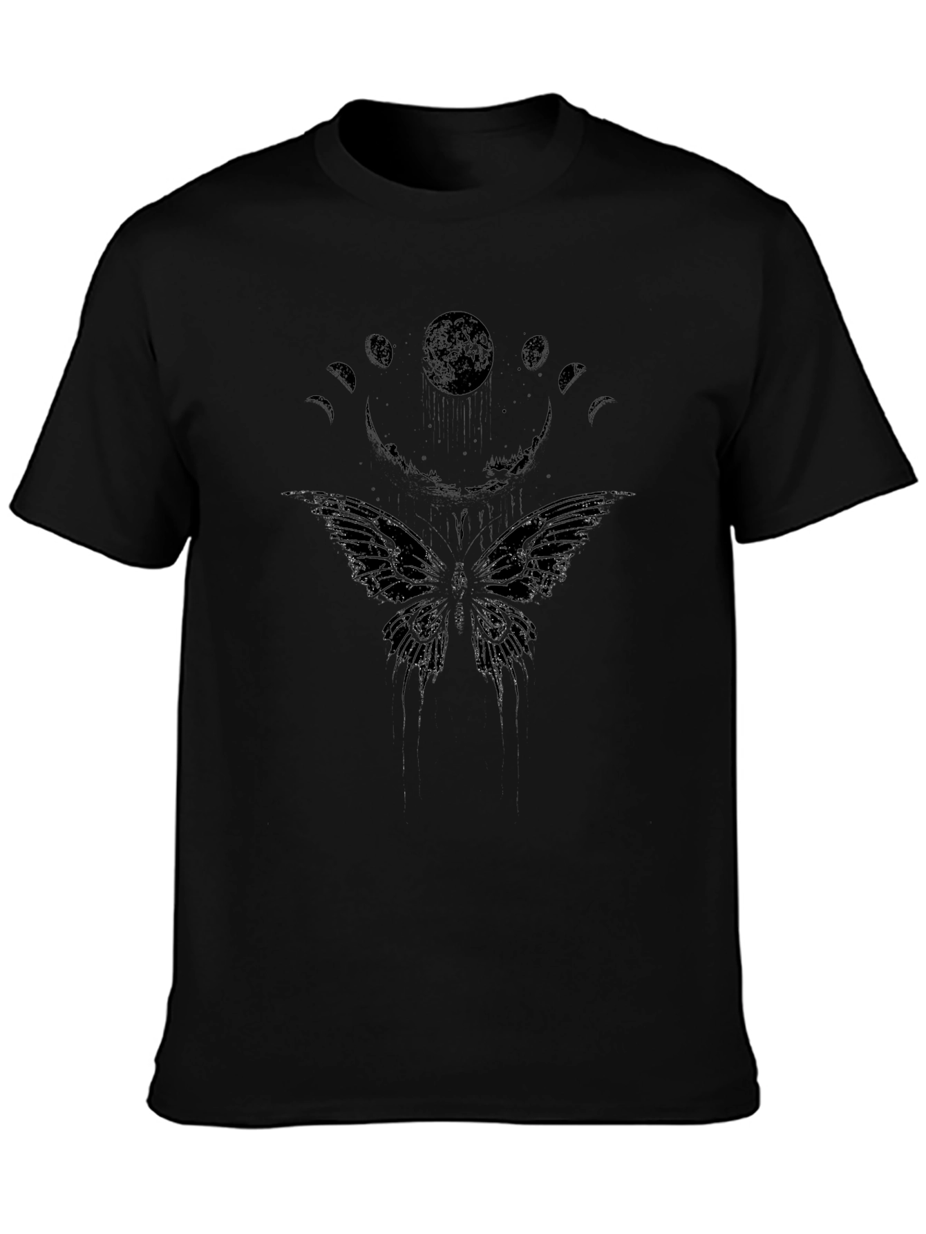 Moon Phases Butterfly Graphic T-Shirt