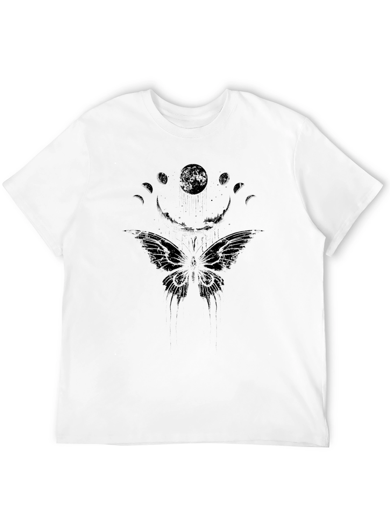 Moon Phases Butterfly Graphic T-Shirt