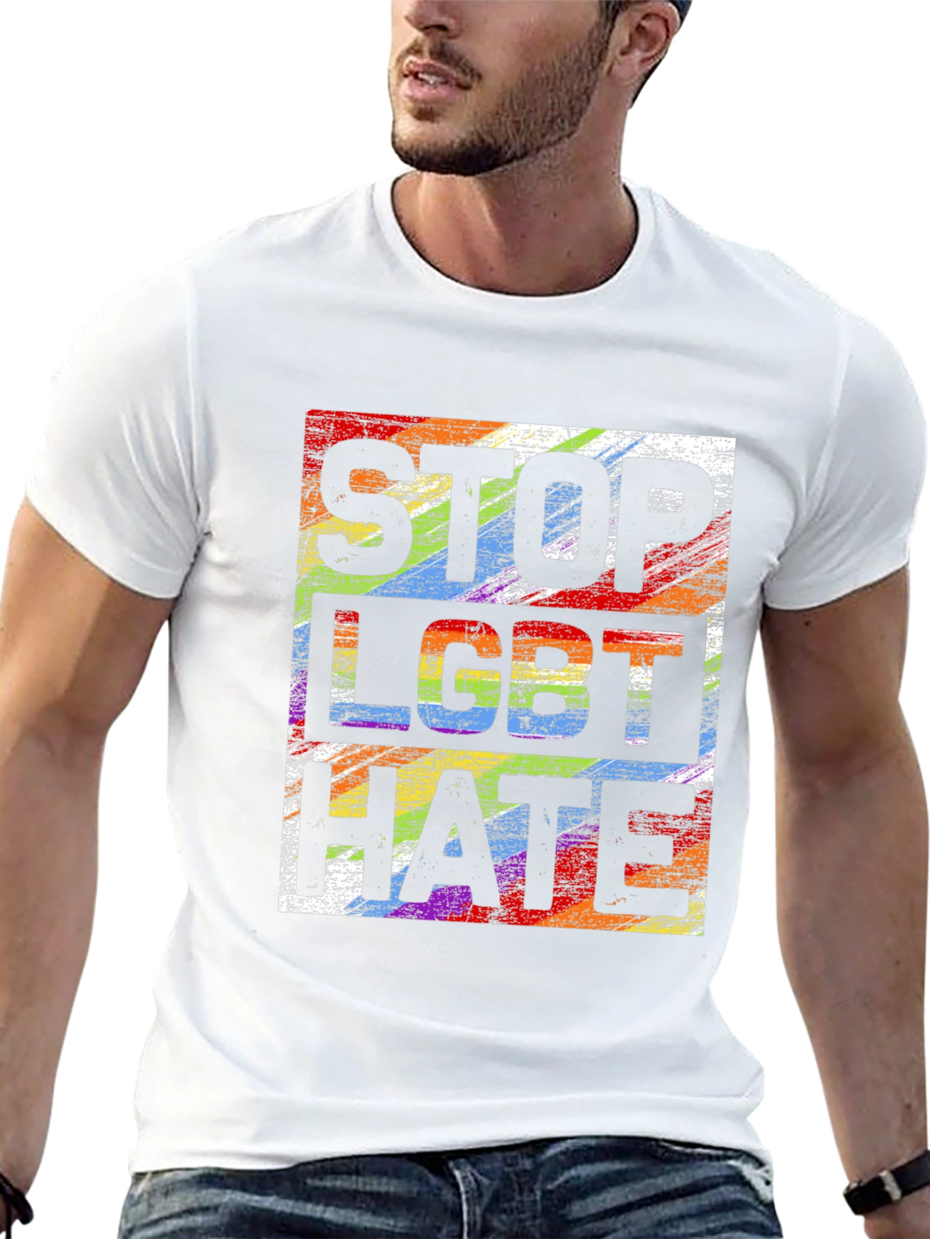 Stop LGBT Hate T-Shirt Rainbow Pride