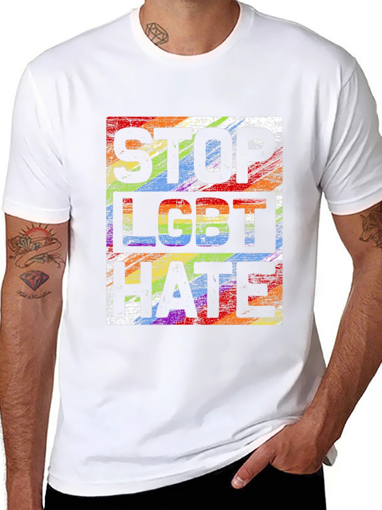 Stop LGBT Hate T-Shirt Rainbow Pride