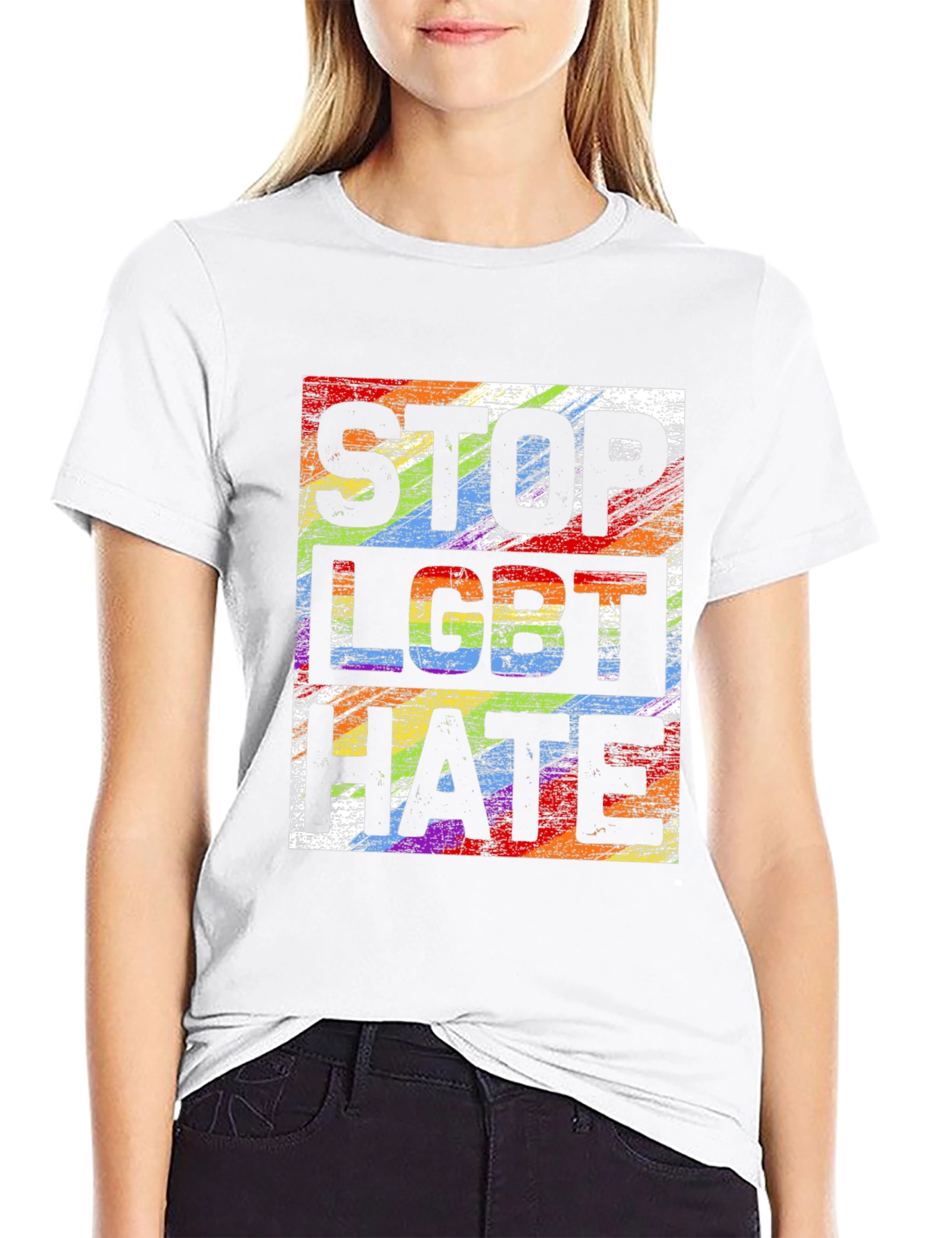 Stop LGBT Hate T-Shirt Rainbow Pride