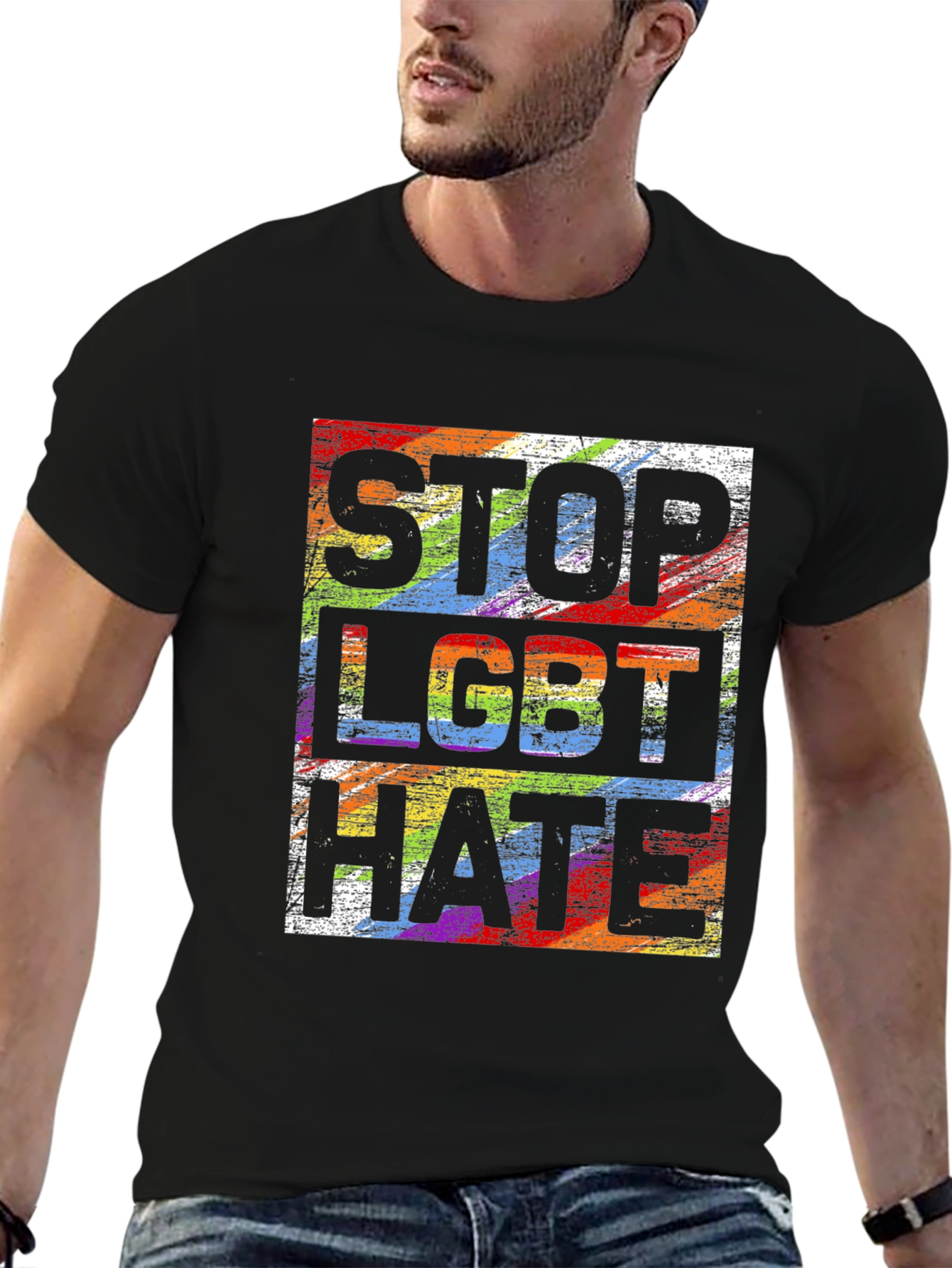 Stop LGBT Hate T-Shirt Rainbow Pride