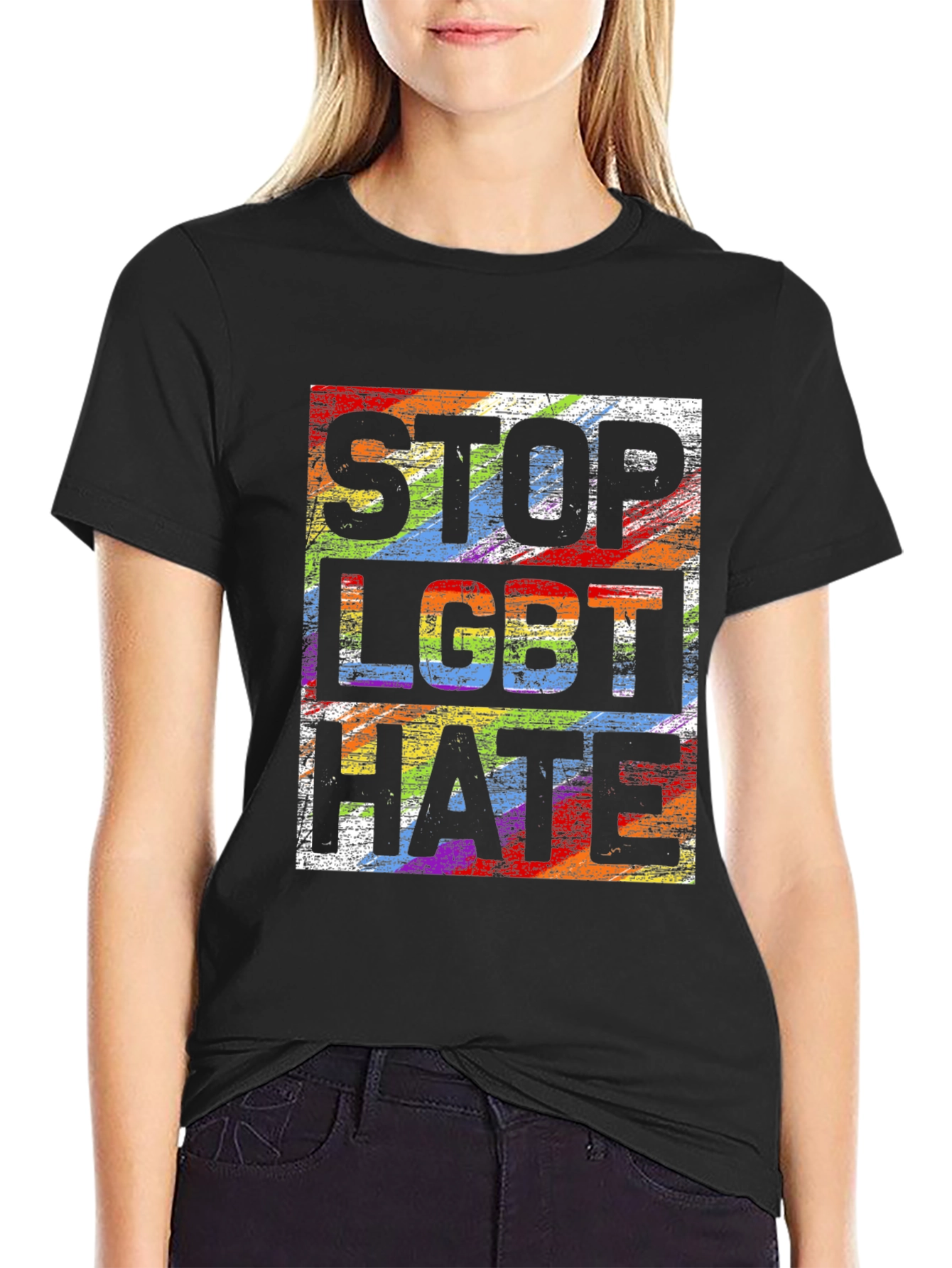 Stop LGBT Hate T-Shirt Rainbow Pride