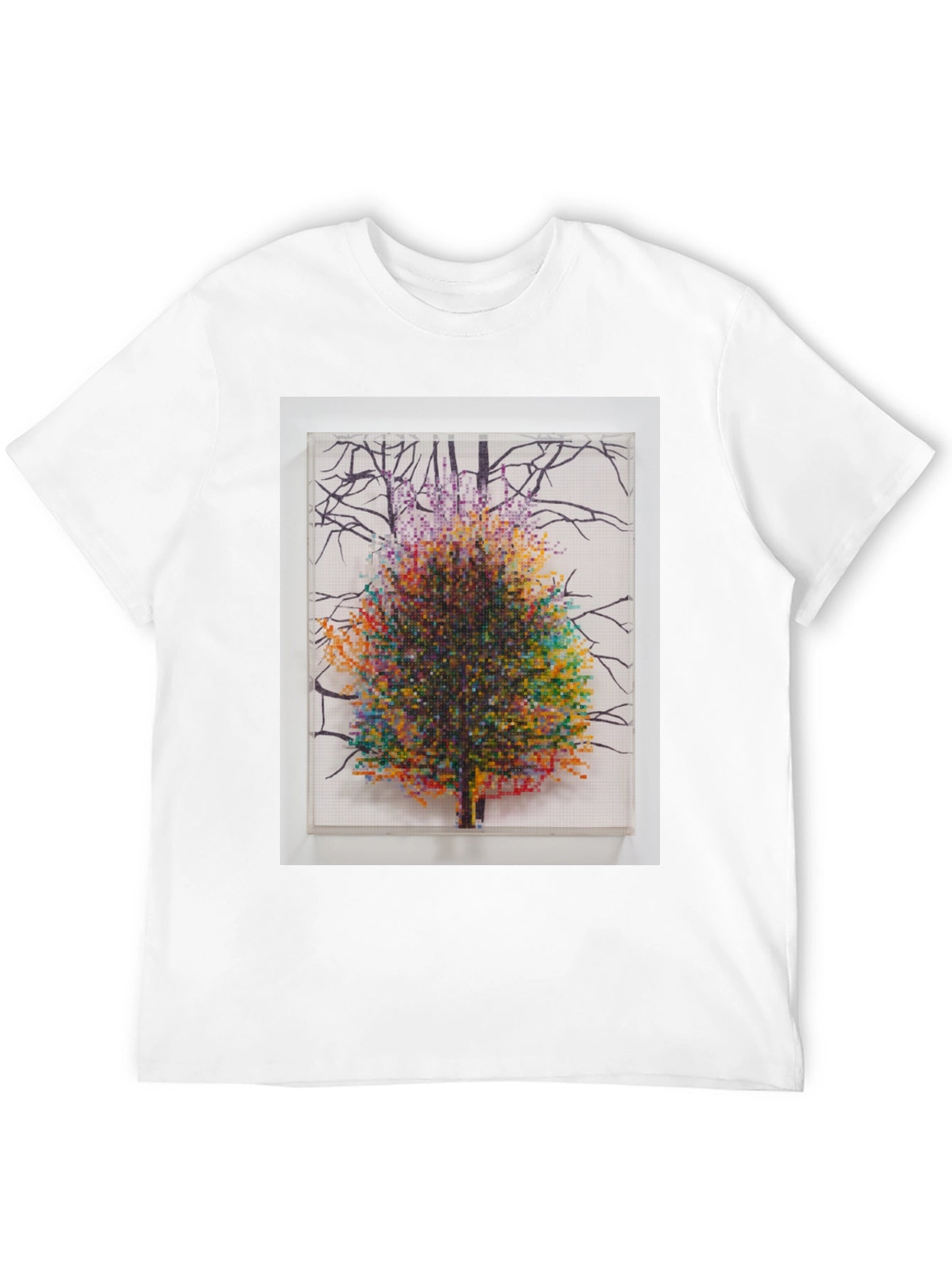 Pixel Tree Art Black T-Shirt Nature Design Tee
