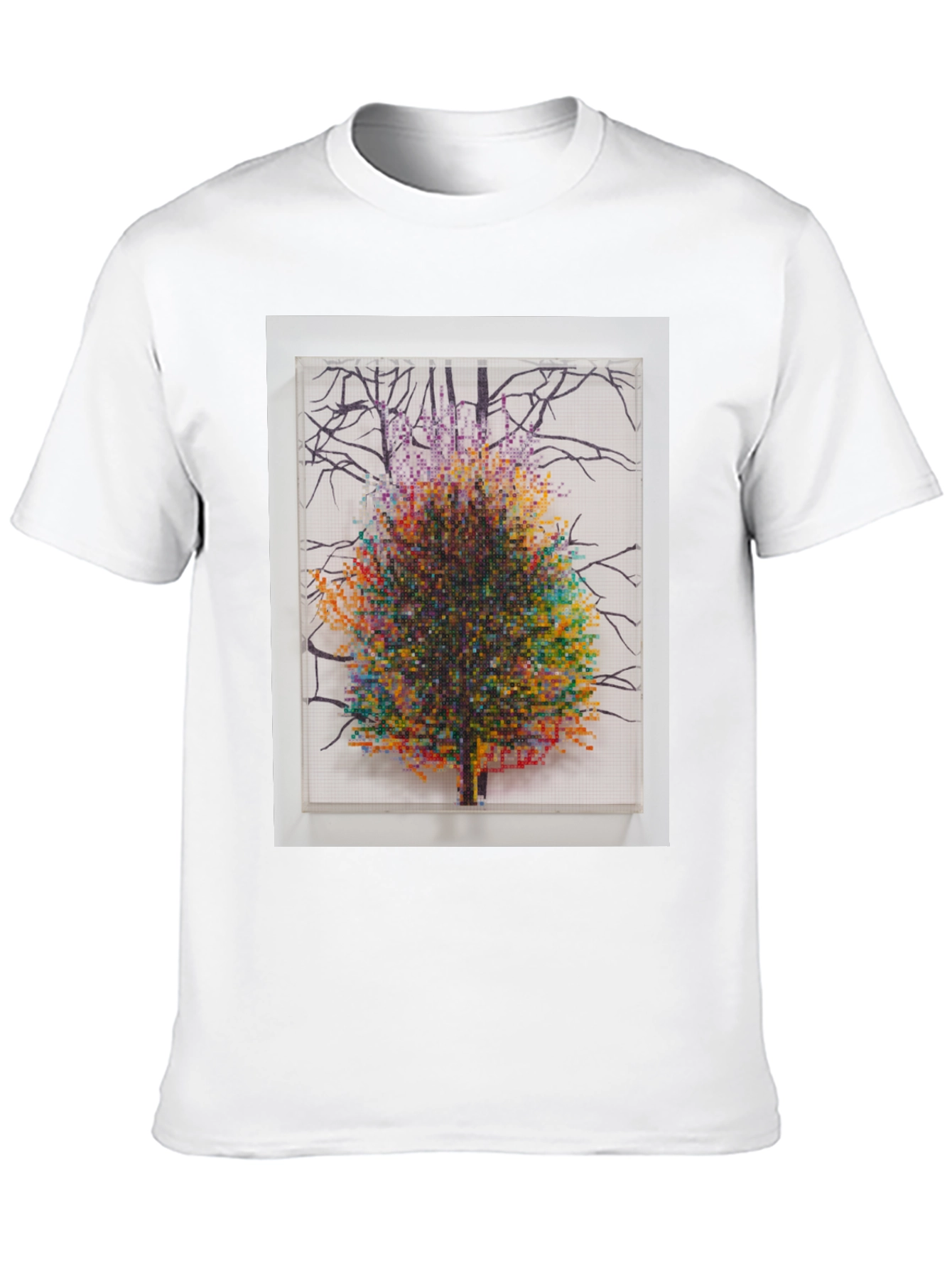 Pixel Tree Art Black T-Shirt Nature Design Tee