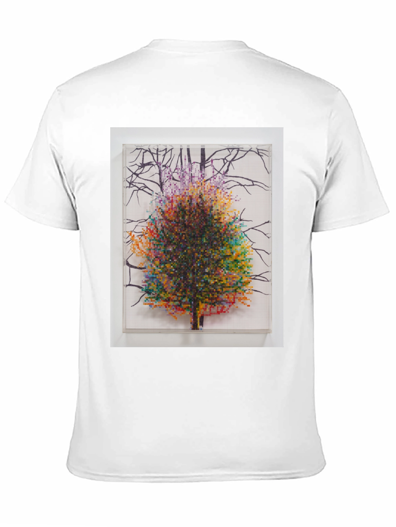 Pixel Tree Art Black T-Shirt Nature Design Tee