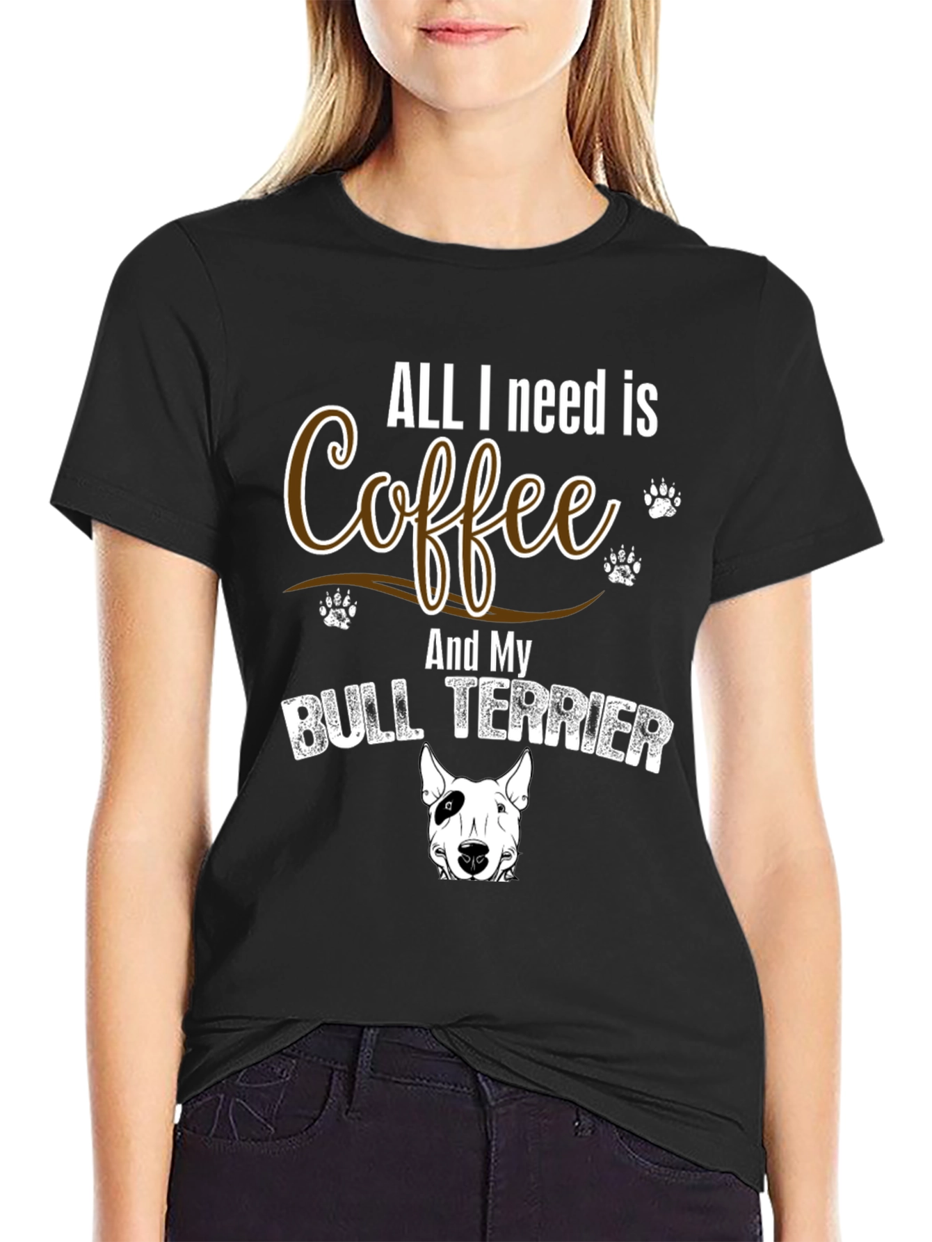 Coffee & Bull Terrier T-Shirt - Dog Lover Gift