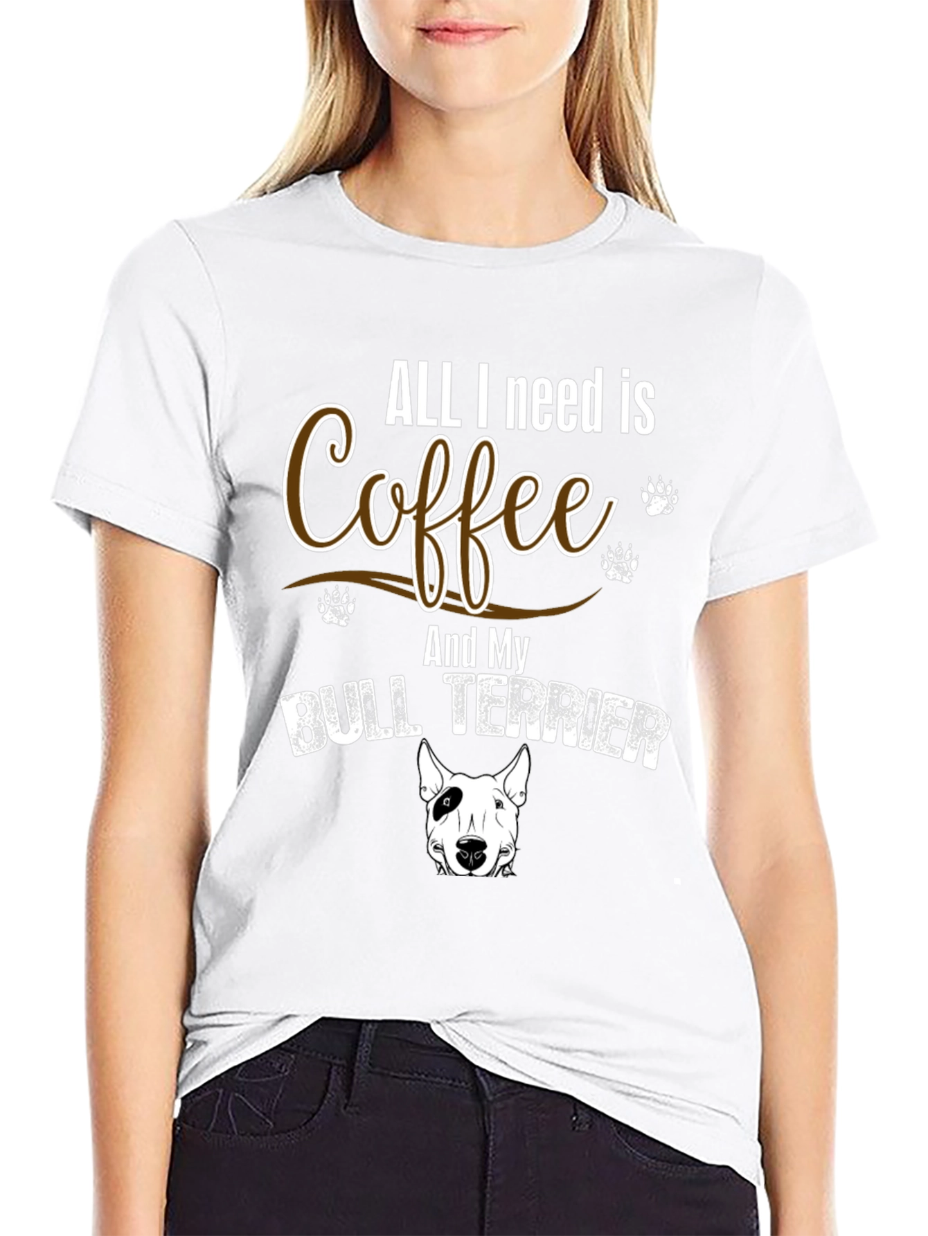 Coffee & Bull Terrier T-Shirt - Dog Lover Gift
