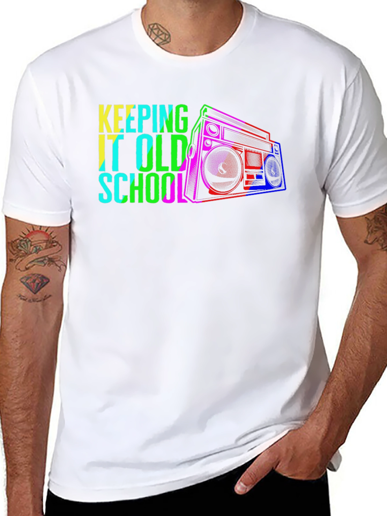Retro Boombox Graphic T-Shirt - Old School Style