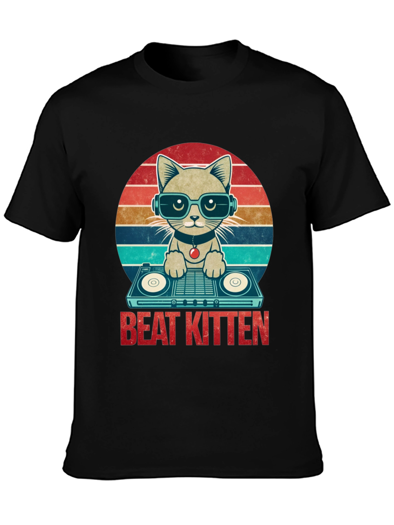 Beat Kitten Graphic Tee - DJ Cat T-Shirt