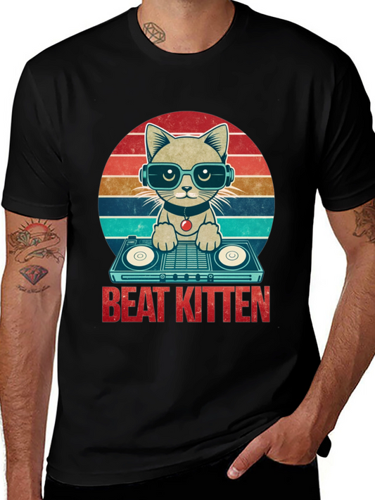 Beat Kitten Graphic Tee - DJ Cat T-Shirt