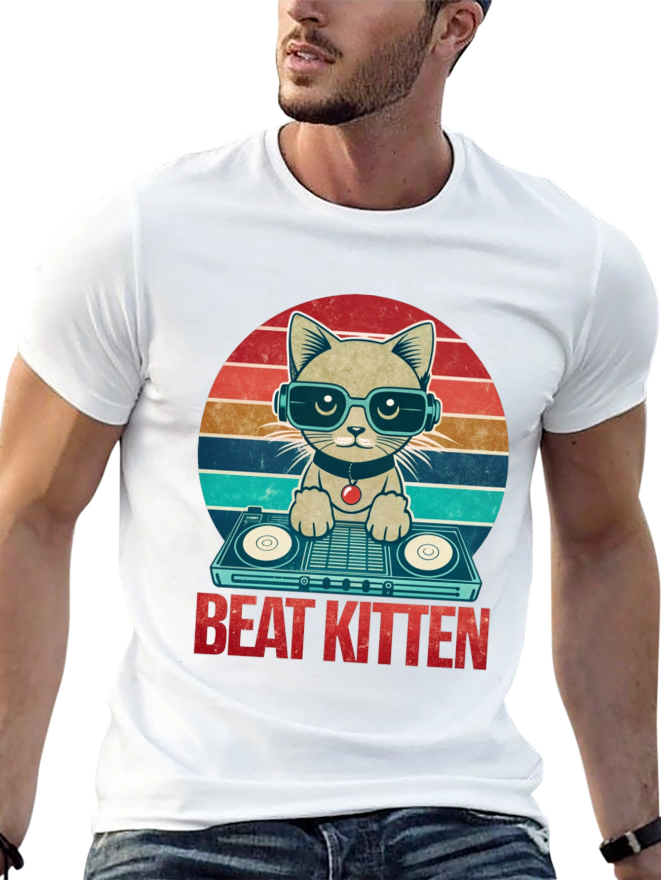 Beat Kitten Graphic Tee - DJ Cat T-Shirt