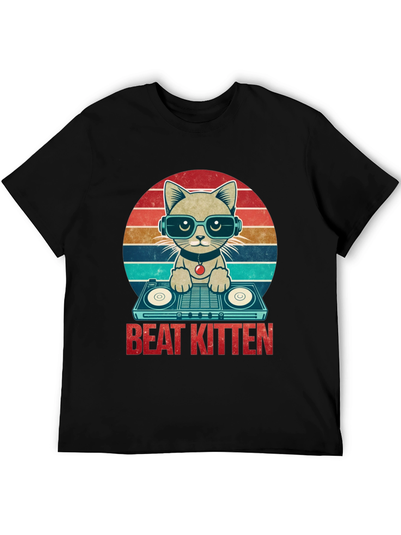 Beat Kitten Graphic Tee - DJ Cat T-Shirt
