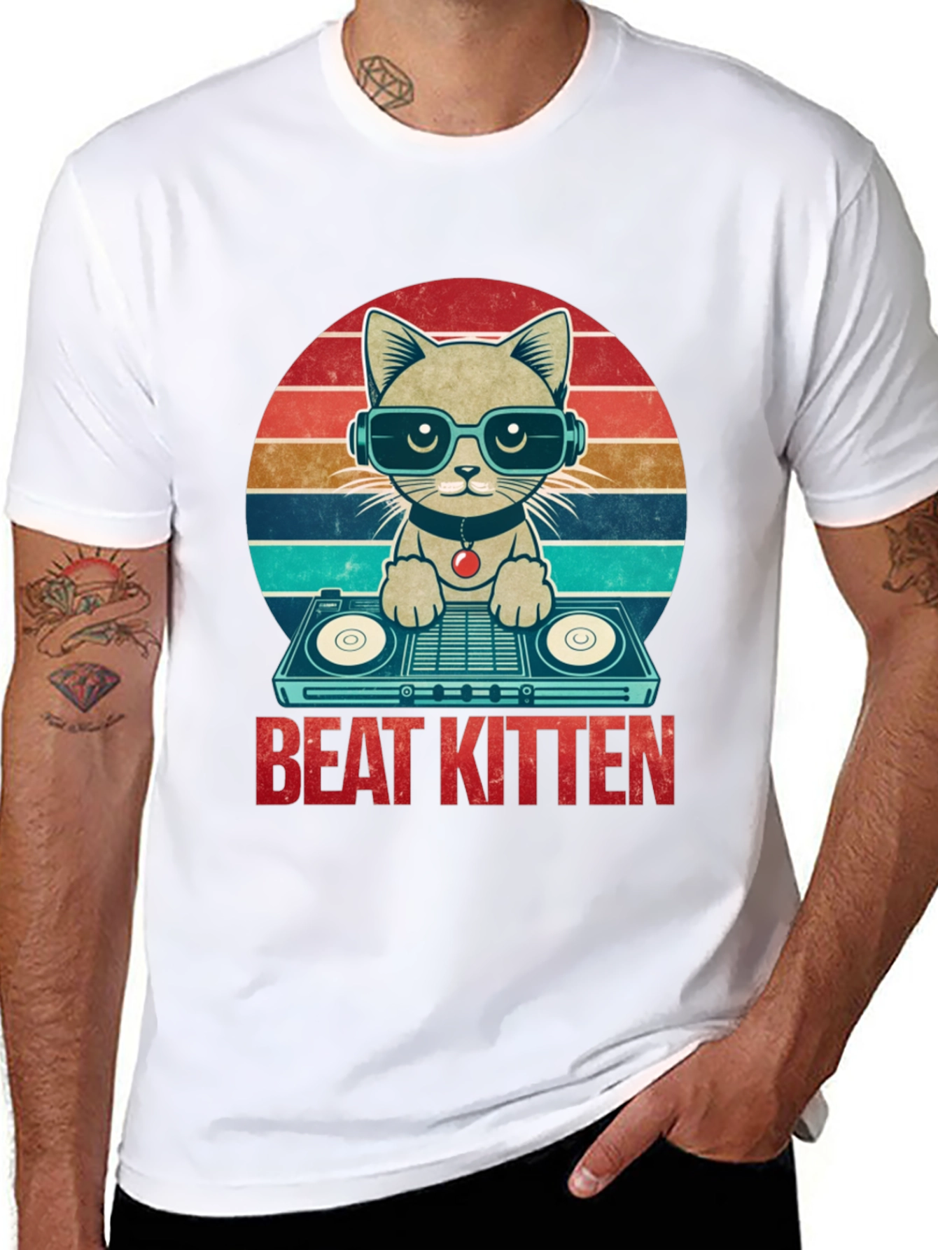 Beat Kitten Graphic Tee - DJ Cat T-Shirt