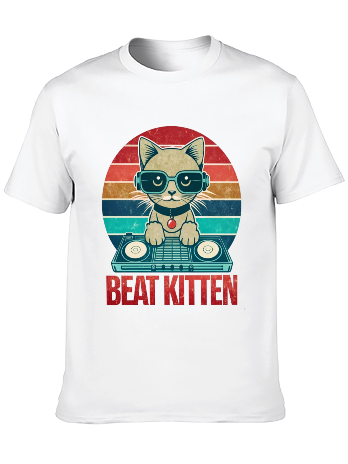 Beat Kitten Graphic Tee - DJ Cat T-Shirt