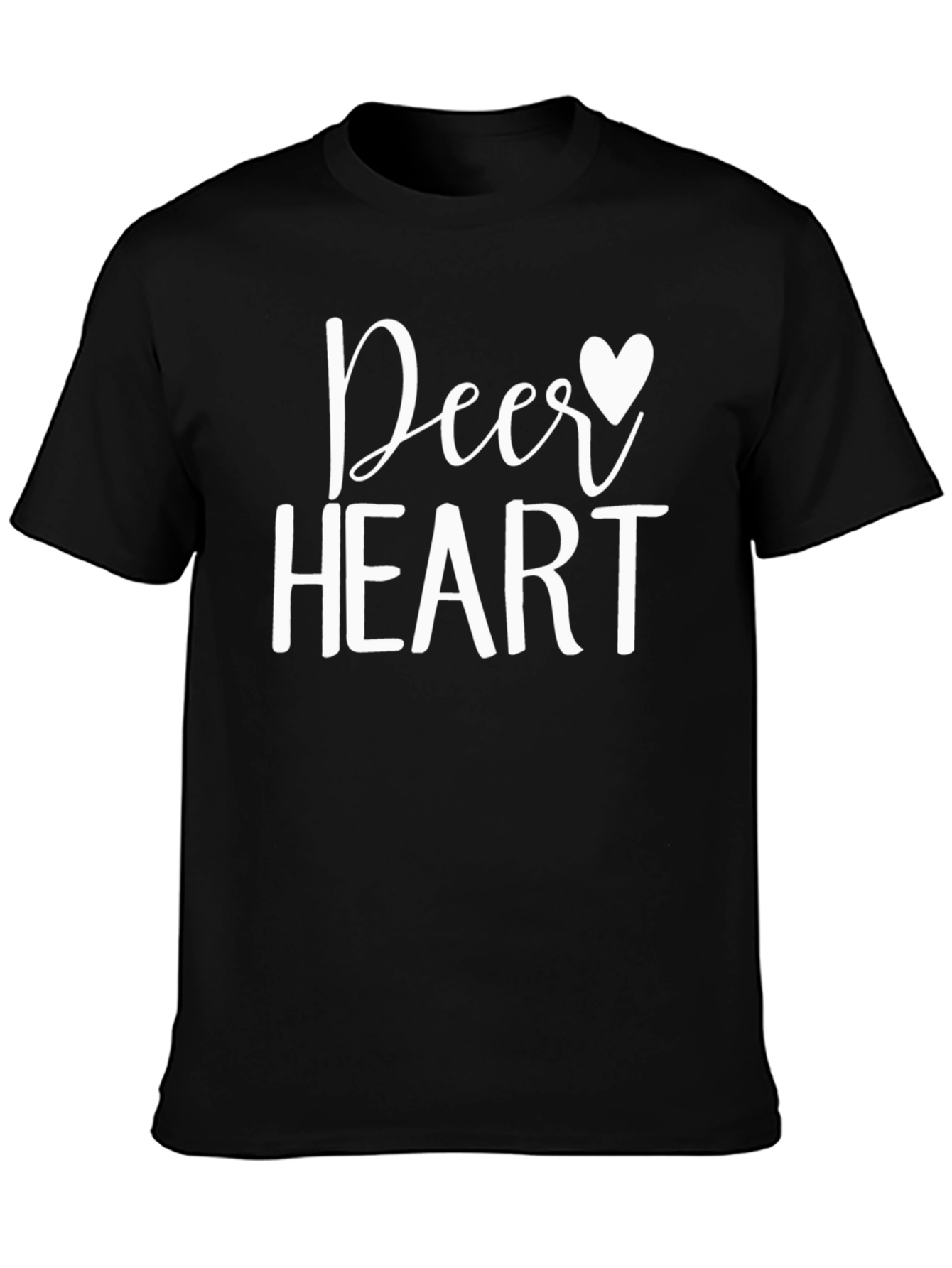 Deer Heart Graphic Tee - Black Crewneck T-Shirt
