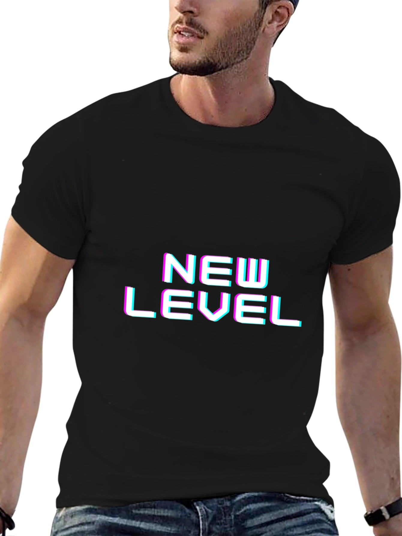 New Level Black T-Shirt - Cool Graphic Print