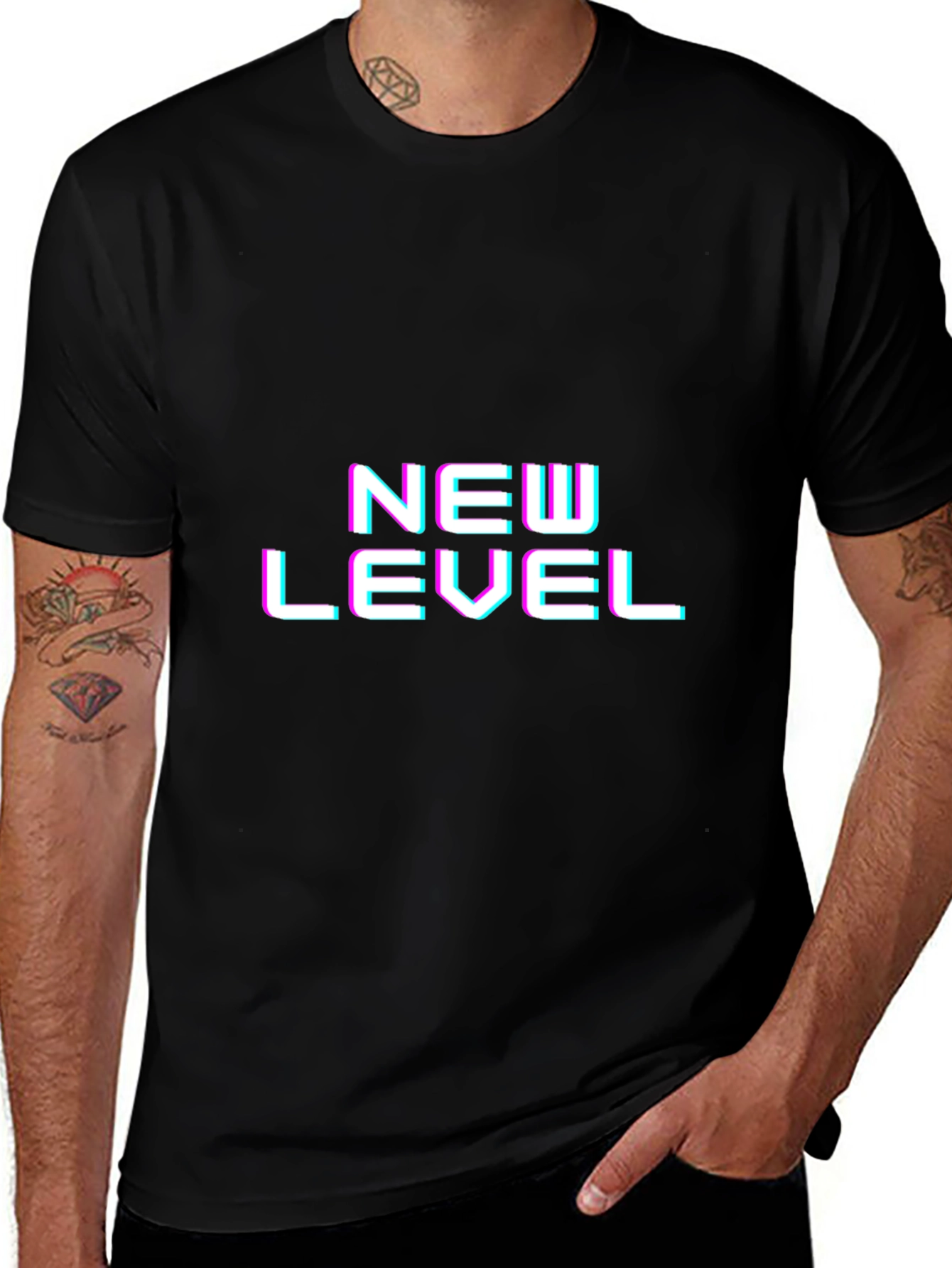 New Level Black T-Shirt - Cool Graphic Print