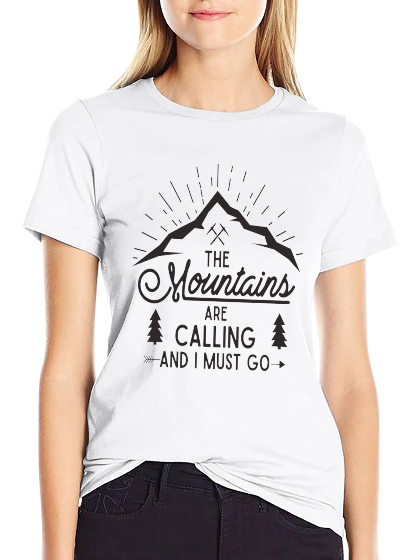 Mountains Are Calling Black Graphic Tee
