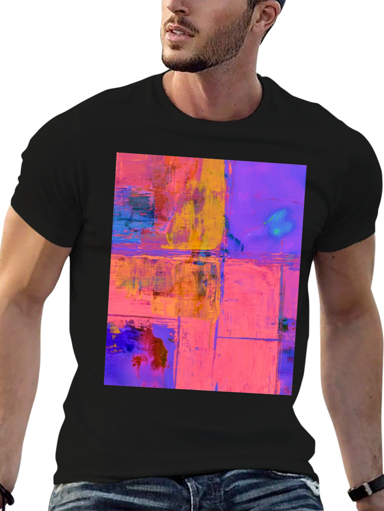 Abstract Art Print Black T-Shirt