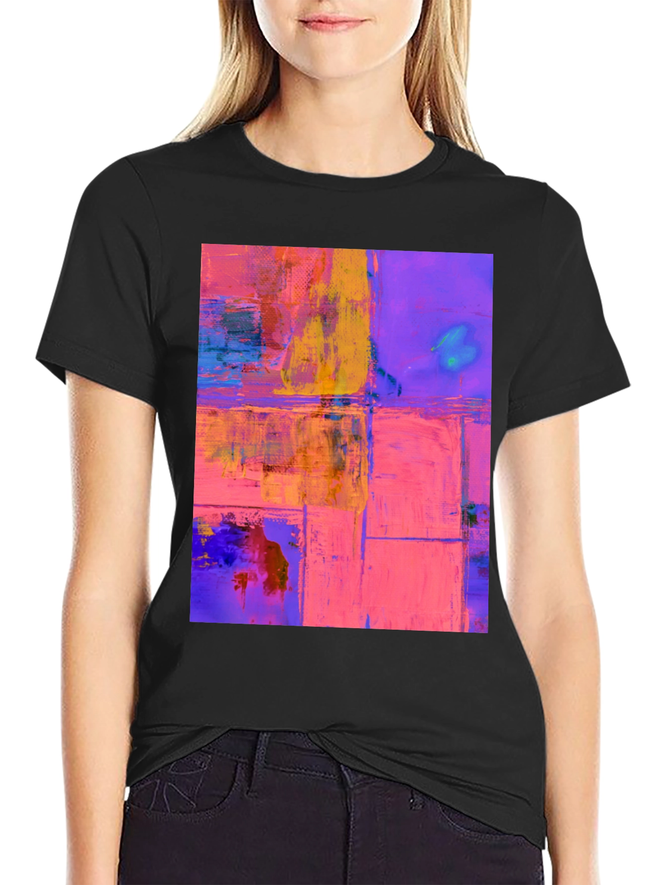 Abstract Art Print Black T-Shirt