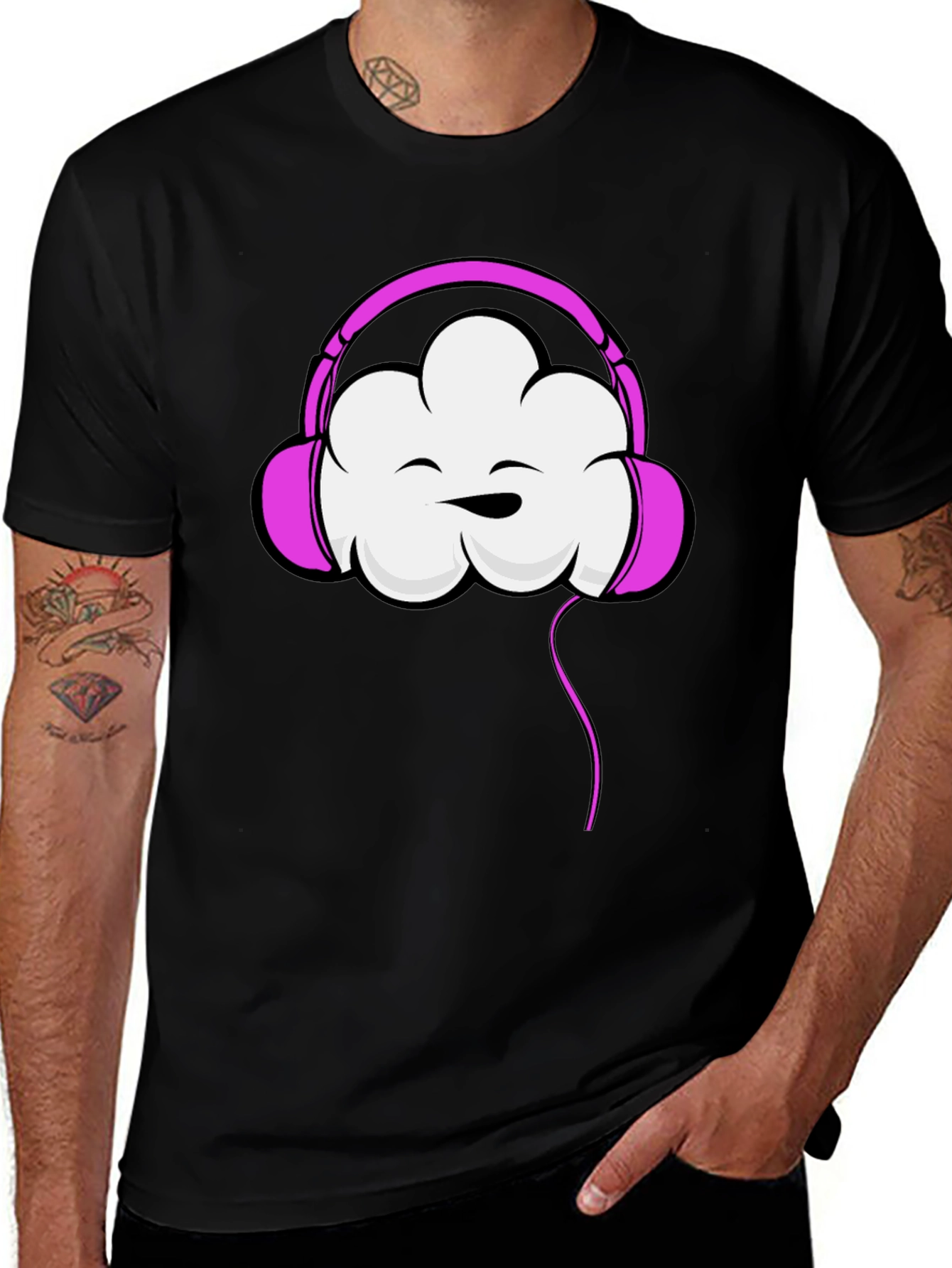 Cloud Headphones Black T-Shirt