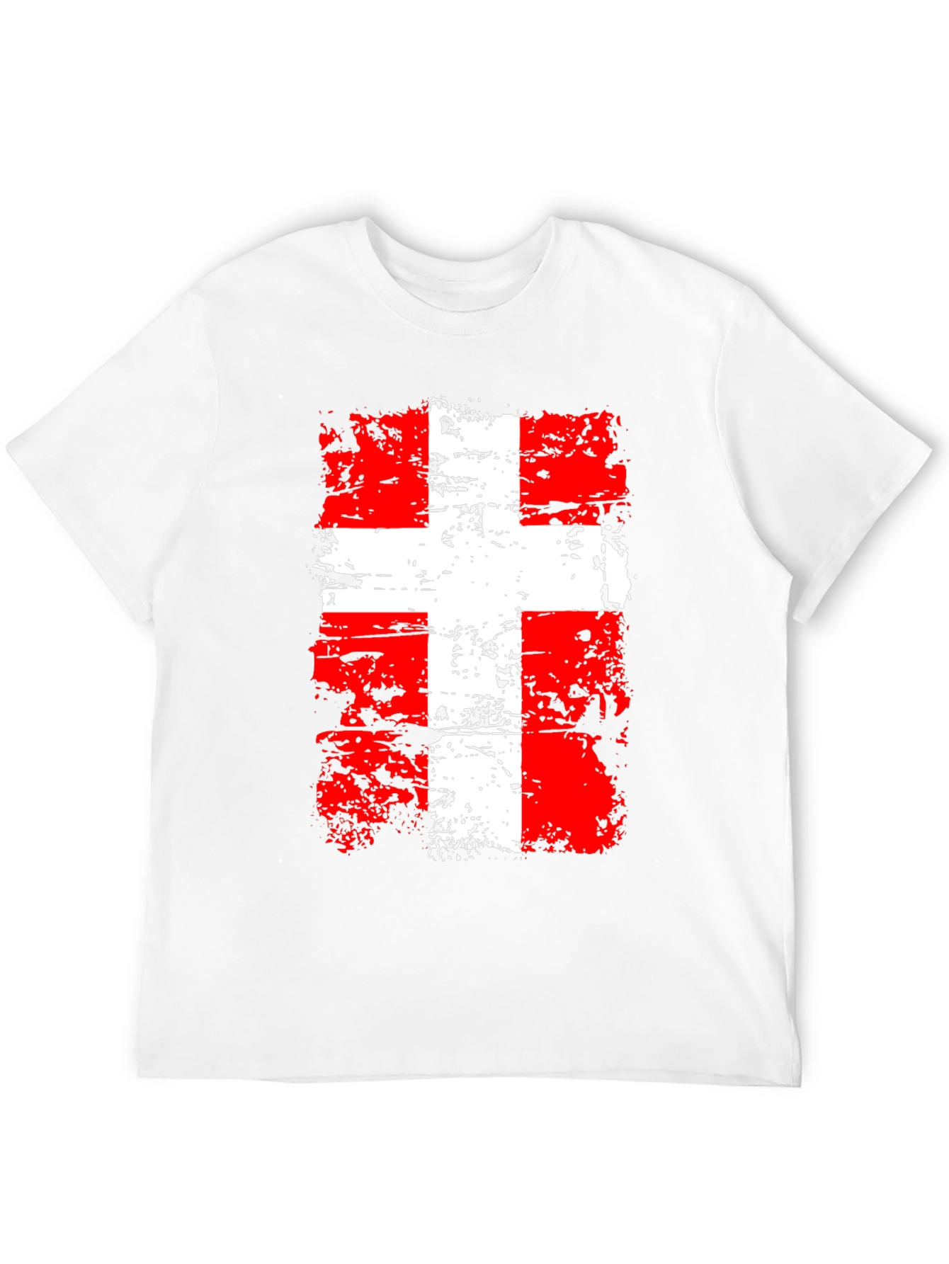Distressed Swiss Flag Graphic Tee - Black