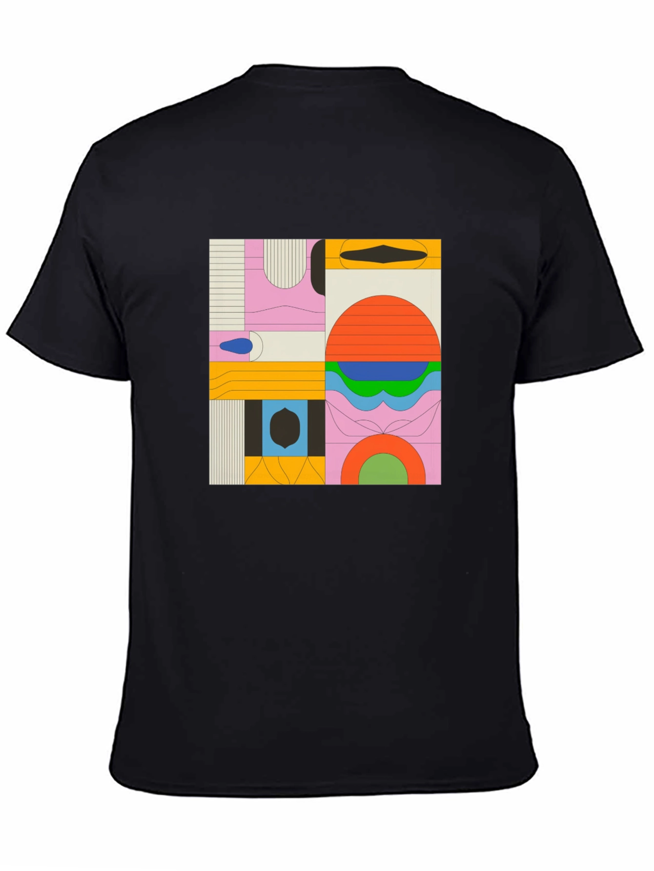 Abstract Geometric Graphic Black T-Shirt