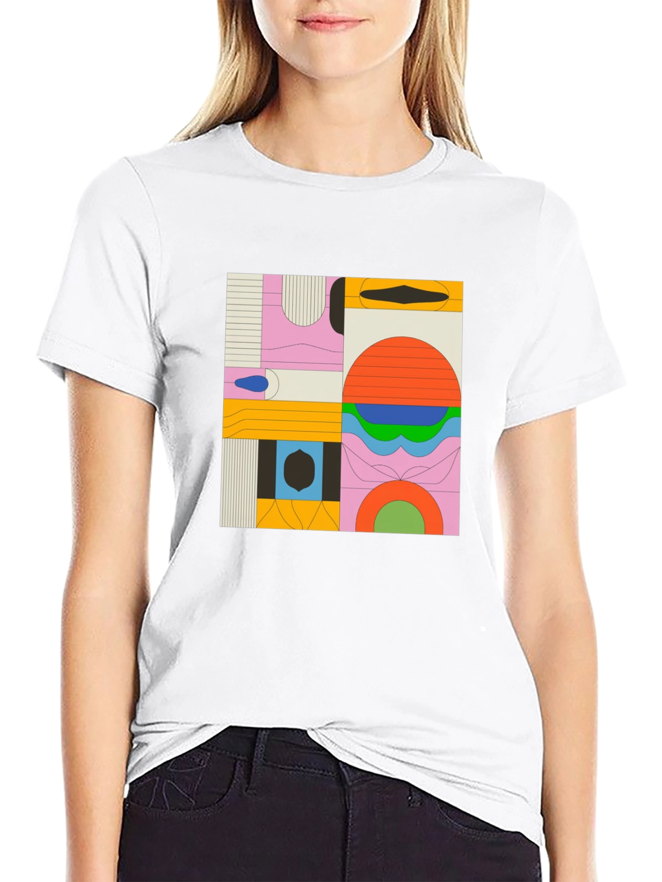 Abstract Geometric Graphic Black T-Shirt