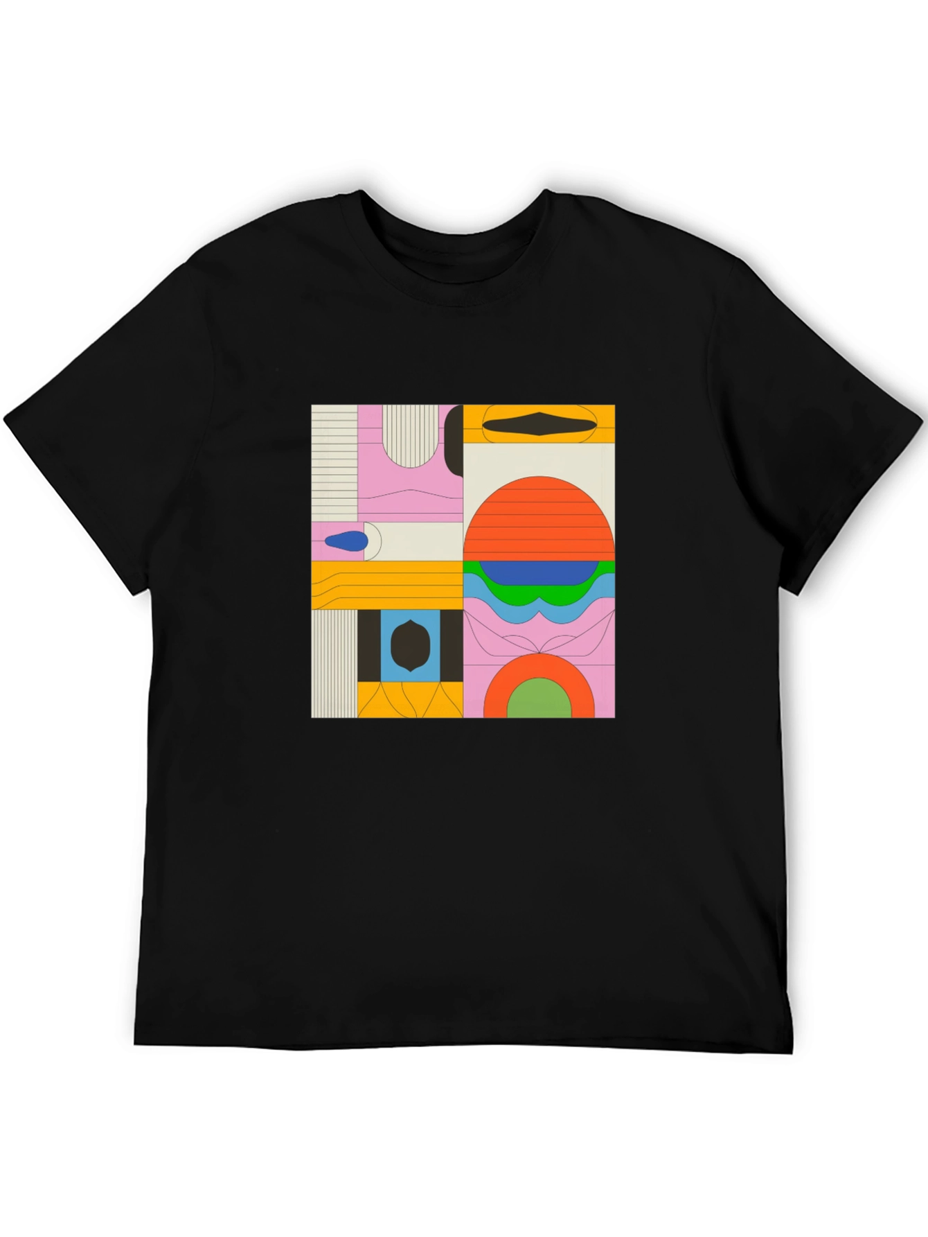 Abstract Geometric Graphic Black T-Shirt