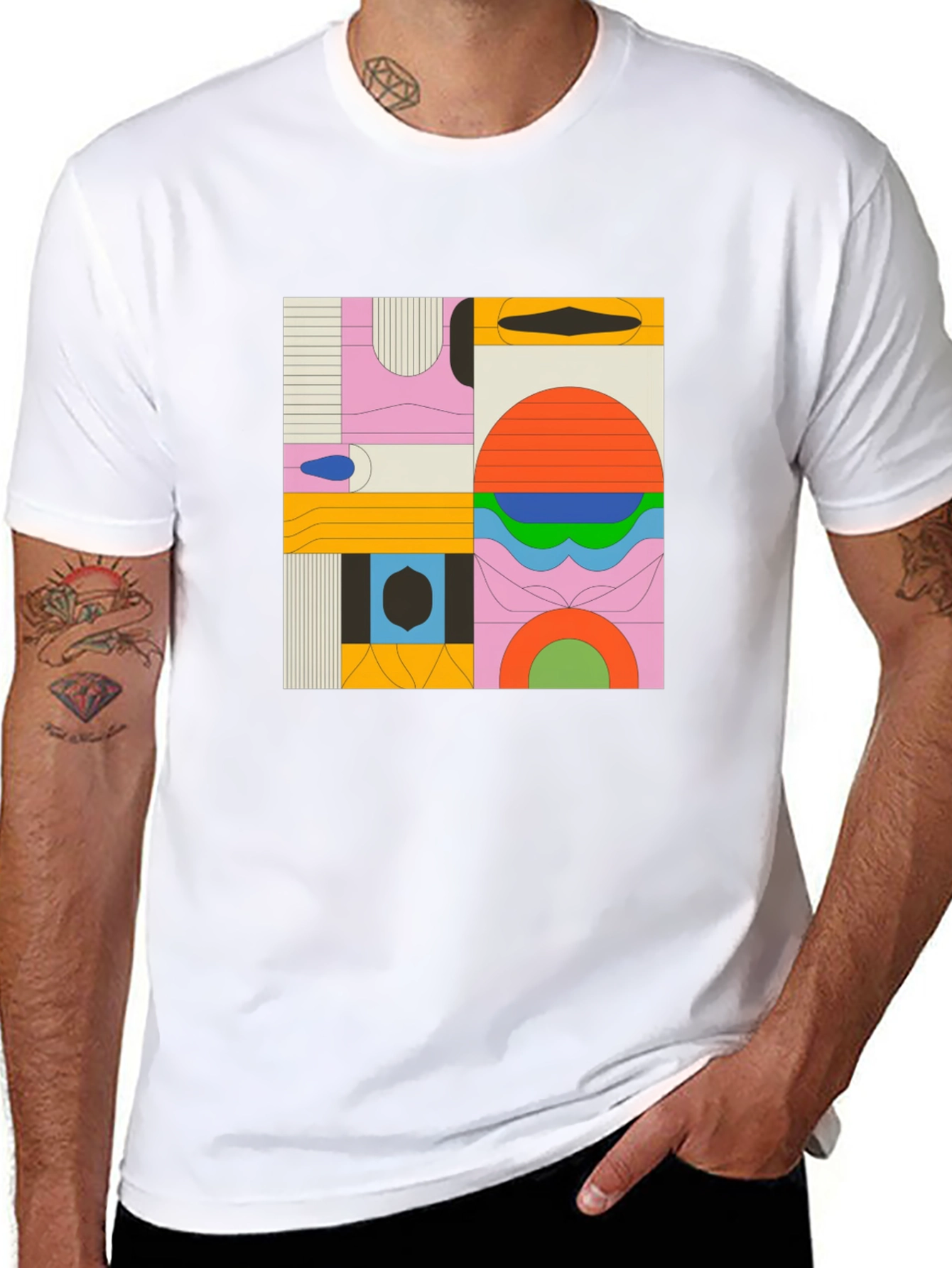 Abstract Geometric Graphic Black T-Shirt