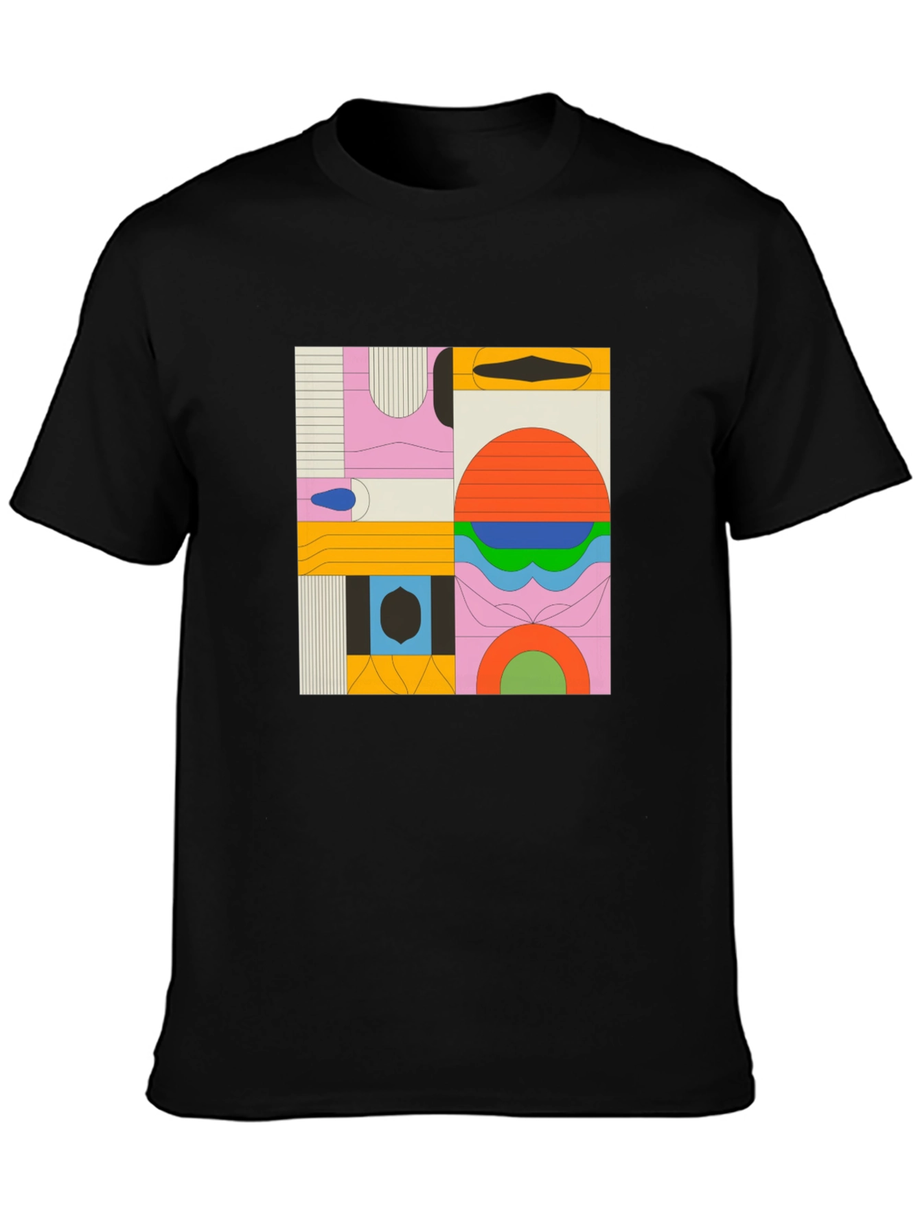 Abstract Geometric Graphic Black T-Shirt