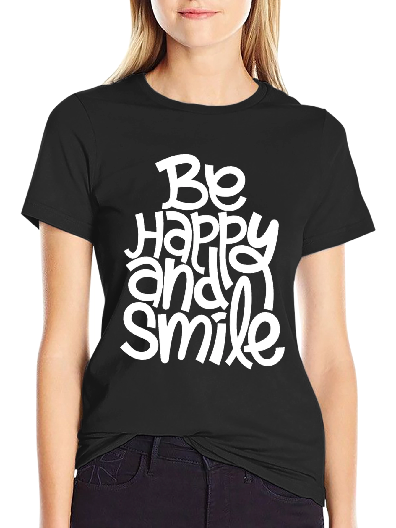 Be Happy and Smile Black T-Shirt