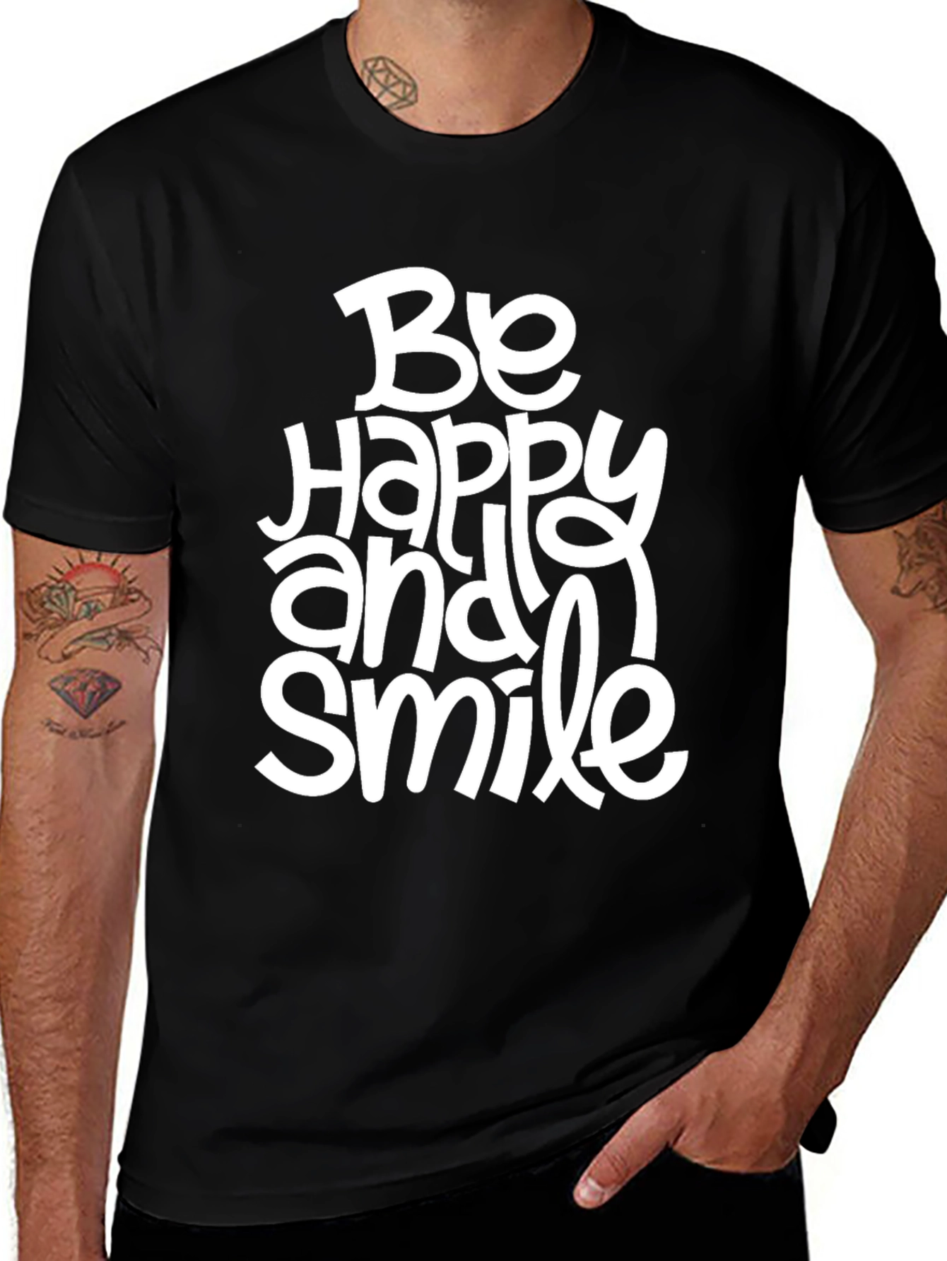 Be Happy and Smile Black T-Shirt