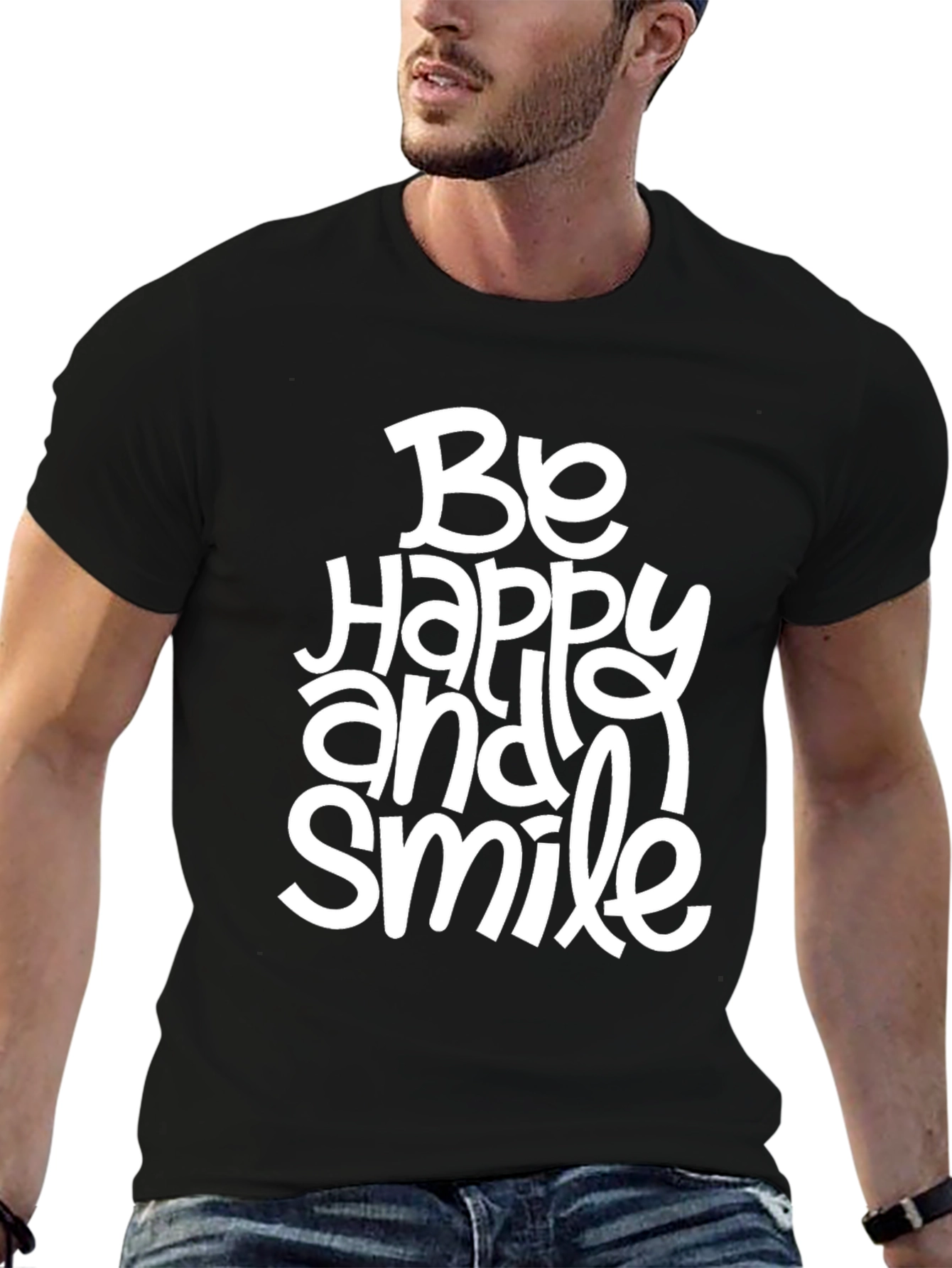 Be Happy and Smile Black T-Shirt