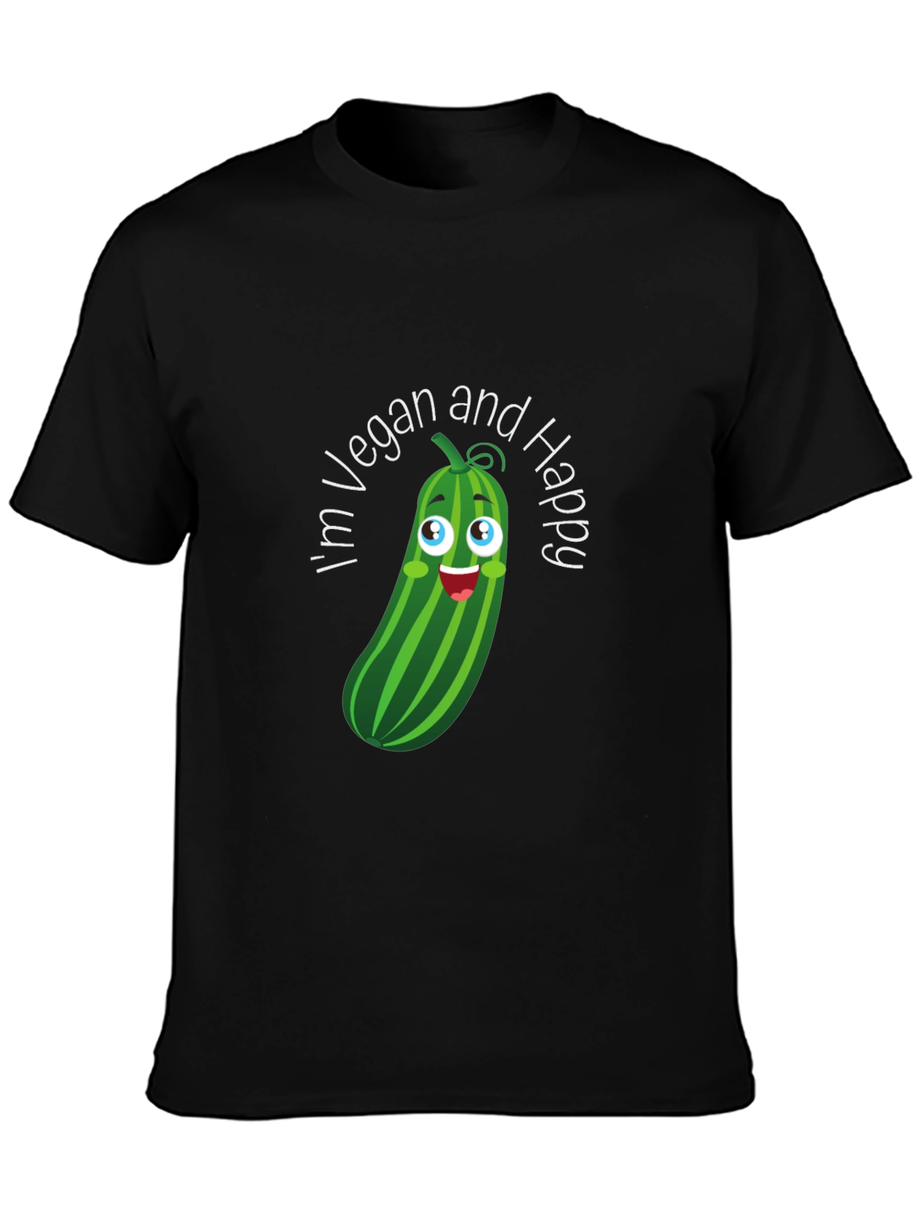 Vegan & Happy T-Shirt - Cucumber Graphic Tee