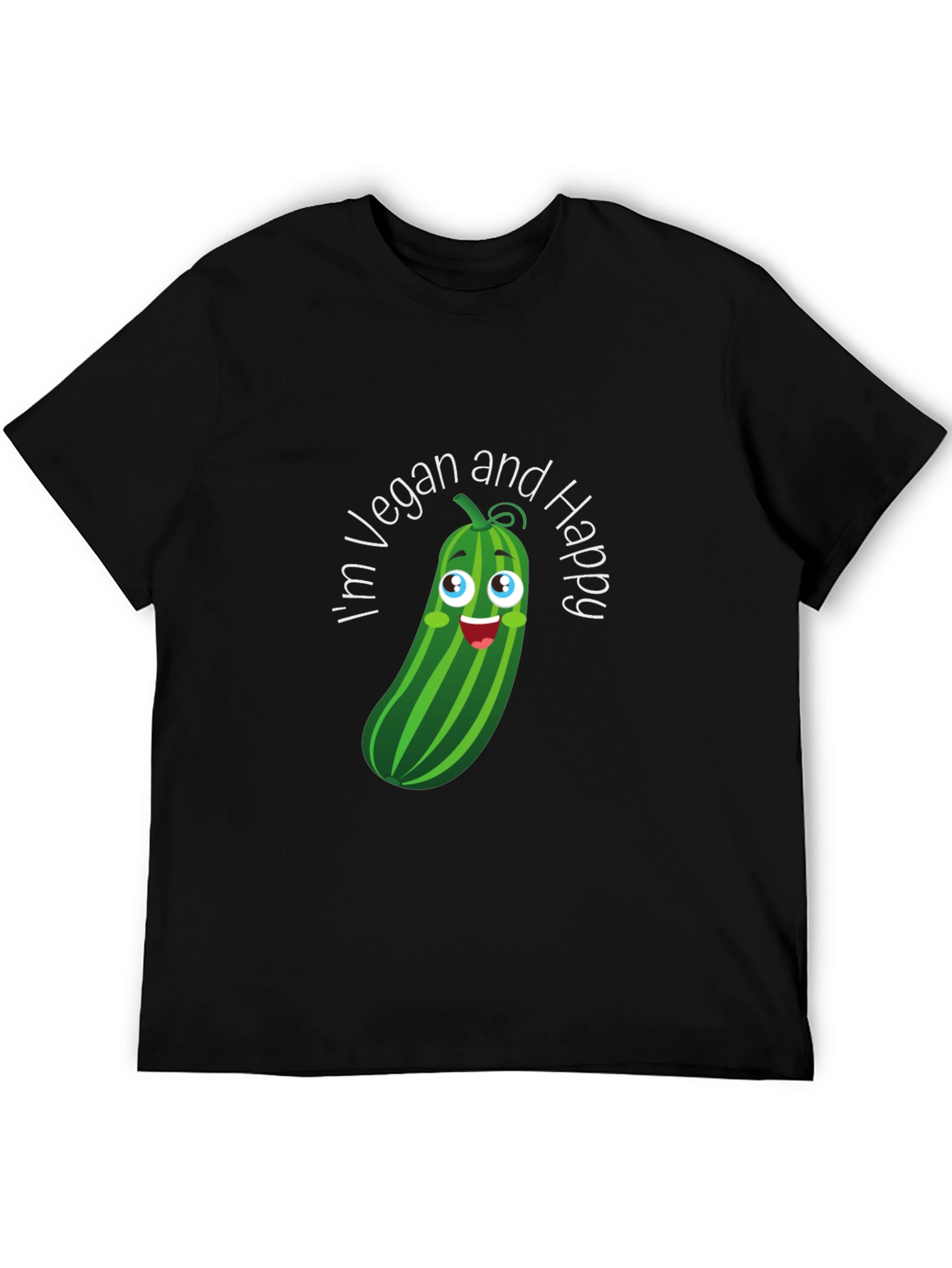 Vegan & Happy T-Shirt - Cucumber Graphic Tee