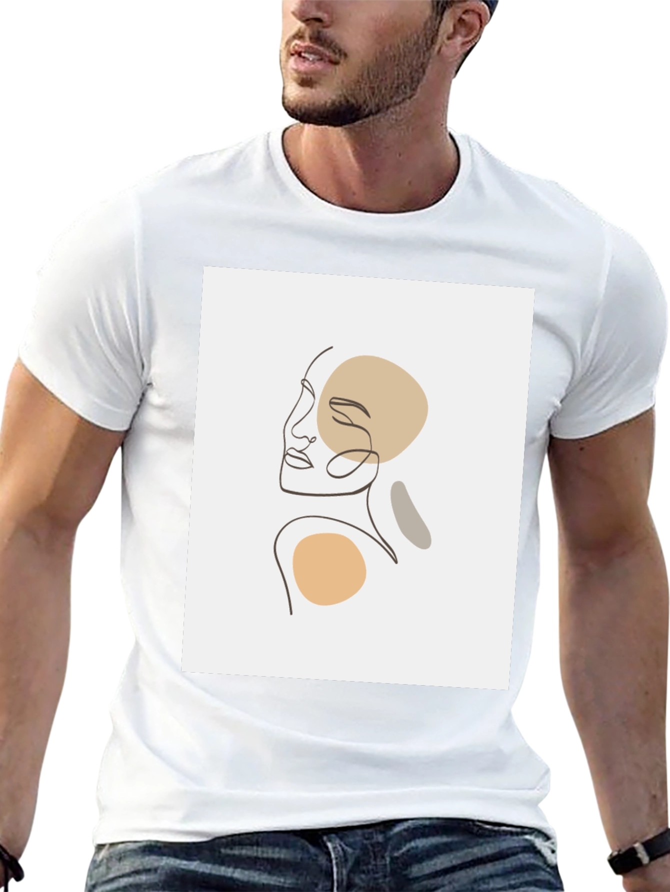 Minimalist Abstract Face Line Art Graphic Tee