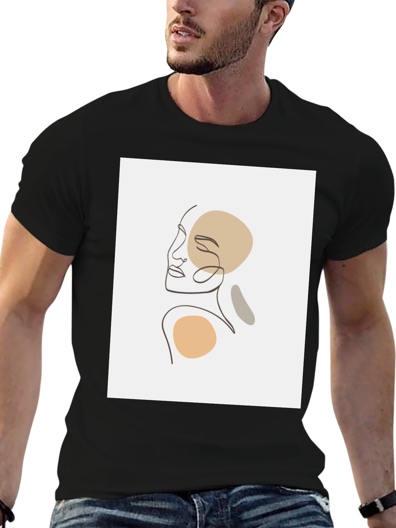 Minimalist Abstract Face Line Art Graphic Tee