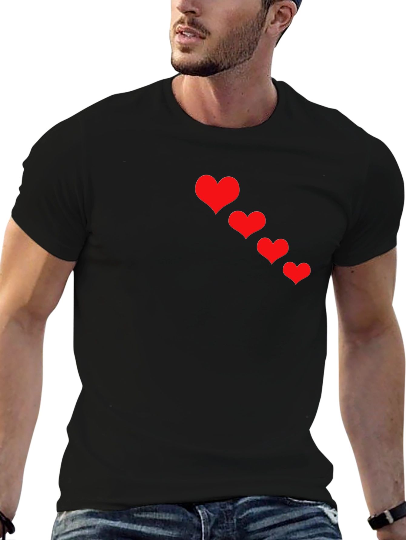 Heart Cascade Black T-Shirt