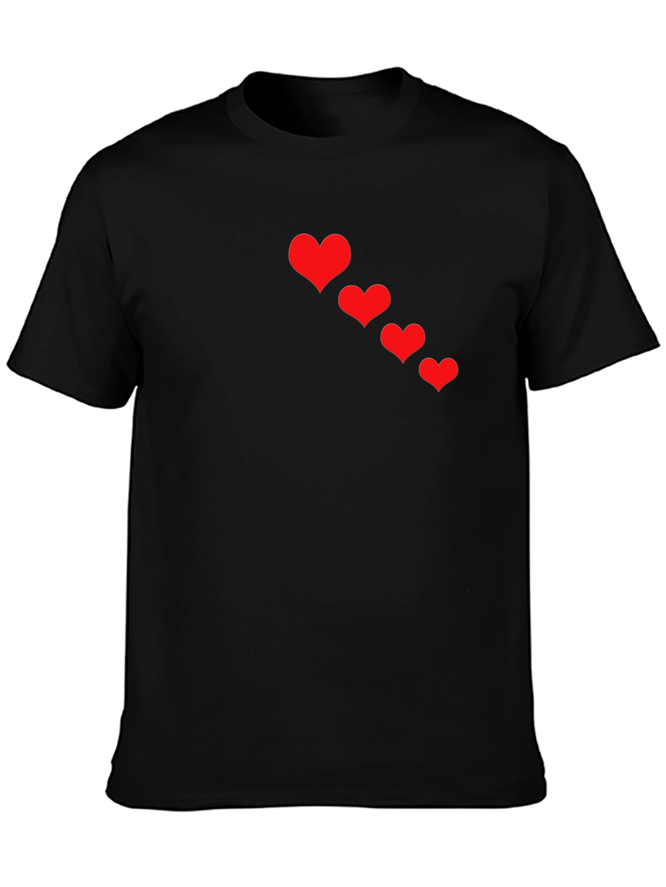 Heart Cascade Black T-Shirt