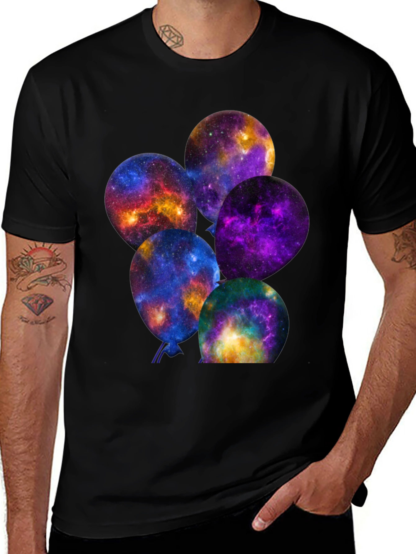 Galaxy Balloons Graphic Tee - Cosmic Comfort